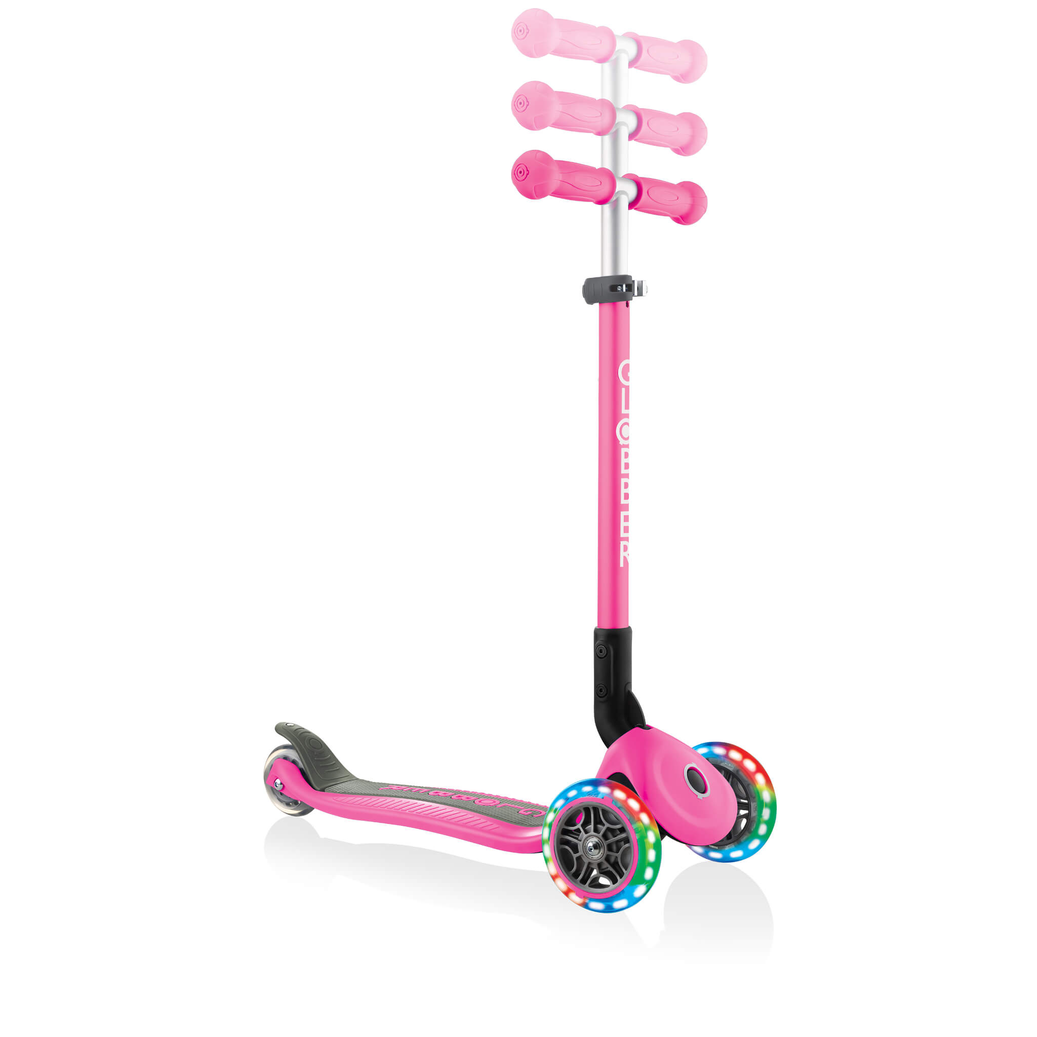 Globber Primo Foldable Lights Scooter - Pink