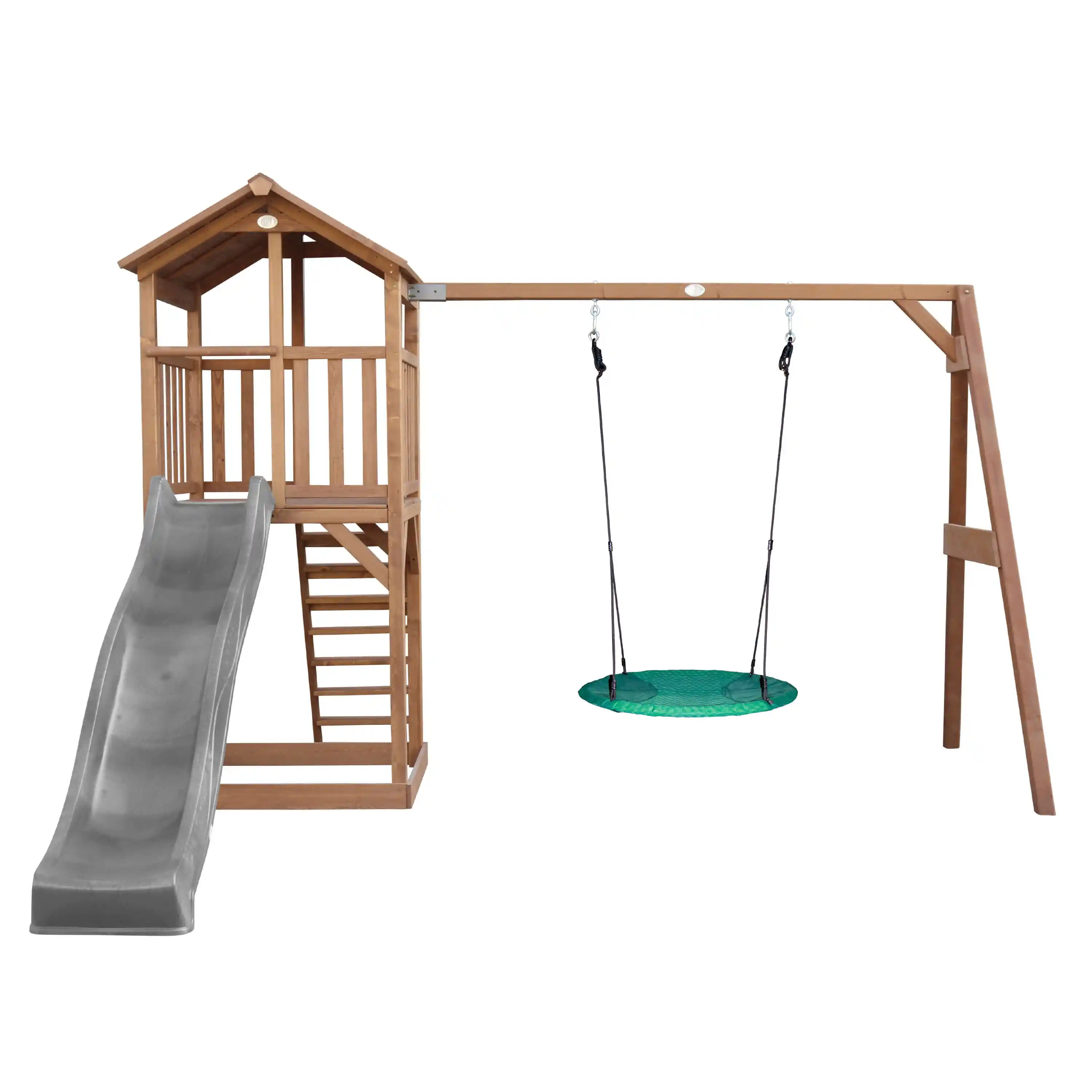 AXI Beach Tower with Summer Nest Swing Set Brown - Grey Slide