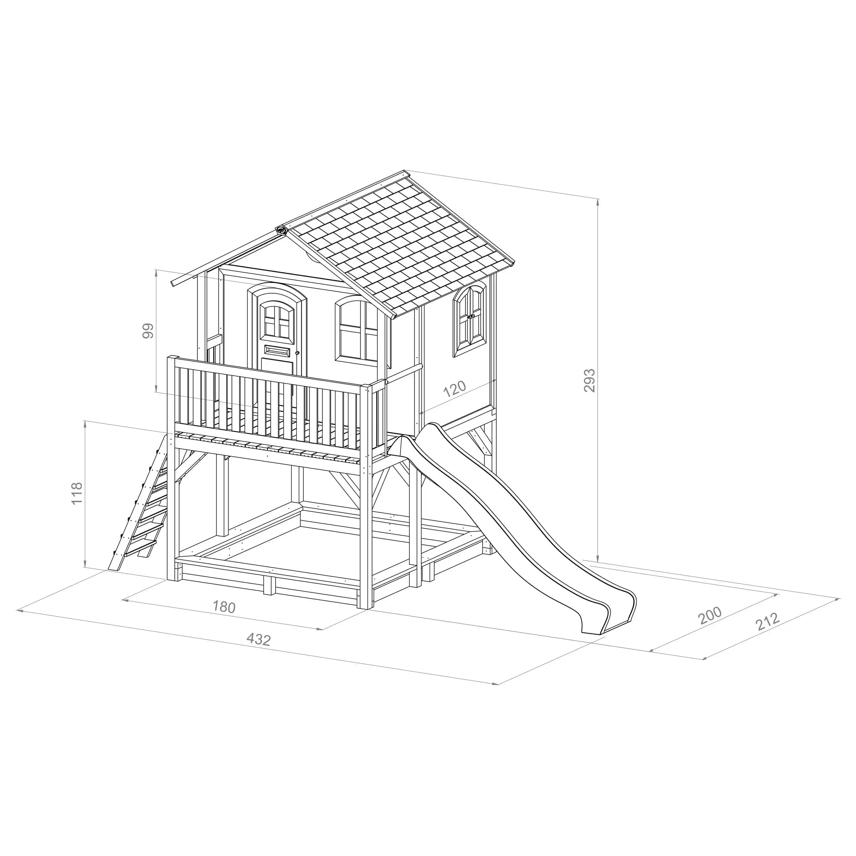 AXI Marc Playhouse Brown/White - Lime Green Slide