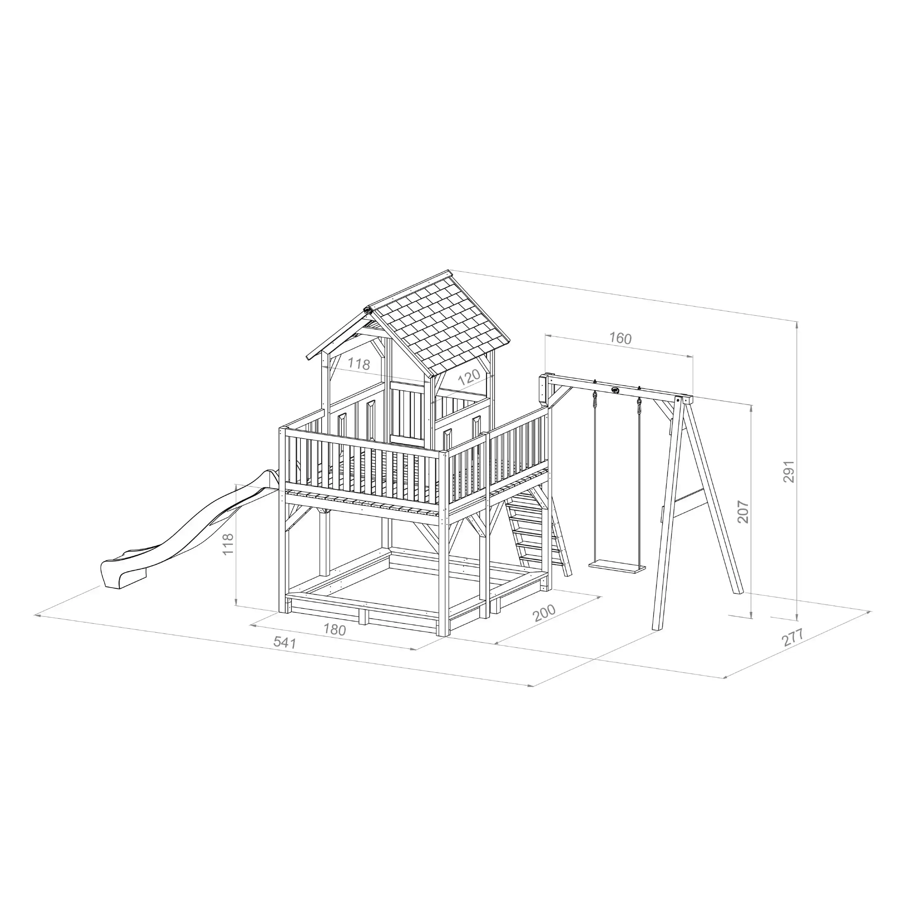 AXI Atka Play Tower with Single Swing Set Brown/Green - Green Slide