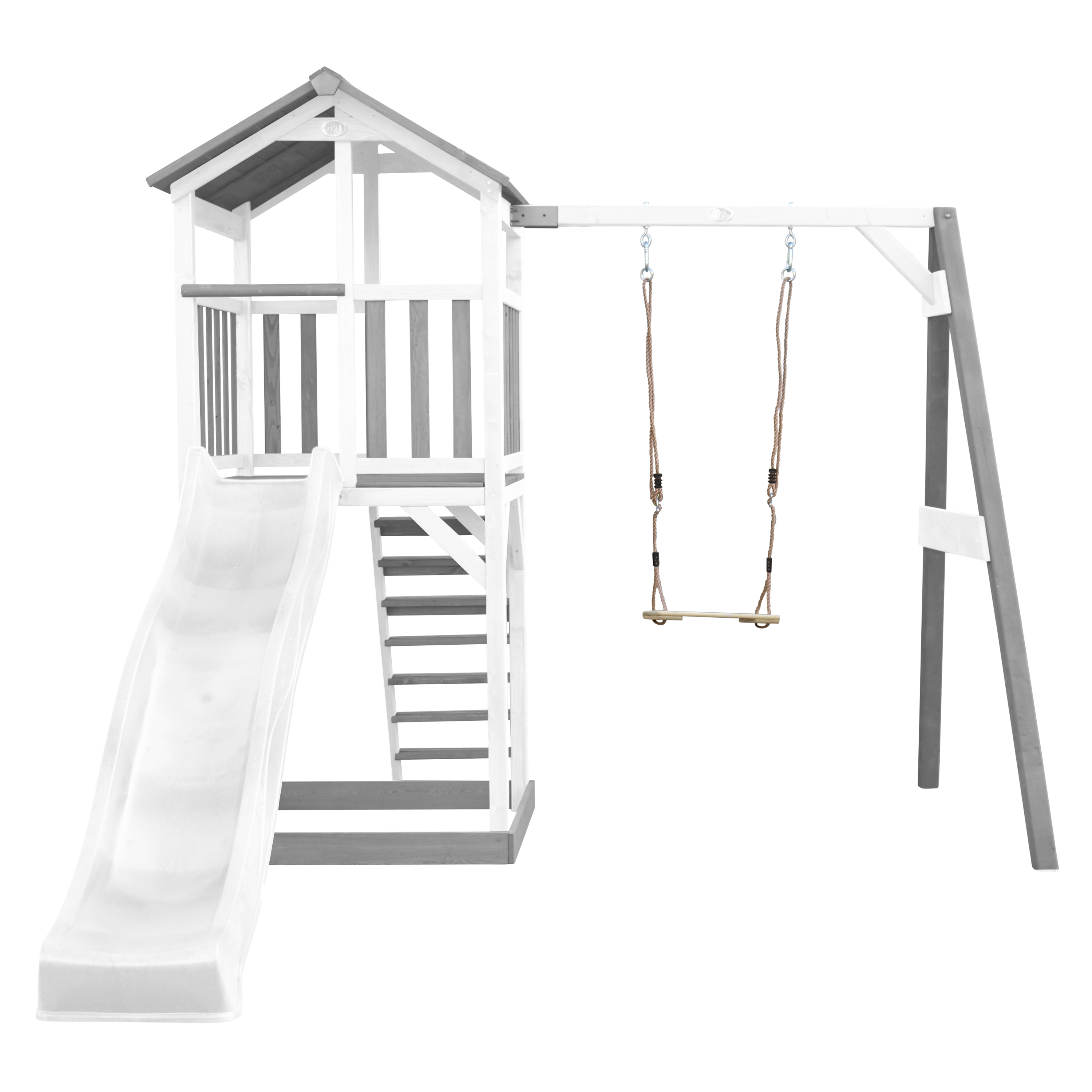 AXI Beach Tower with Single Swing Set Grey/White - White Slide