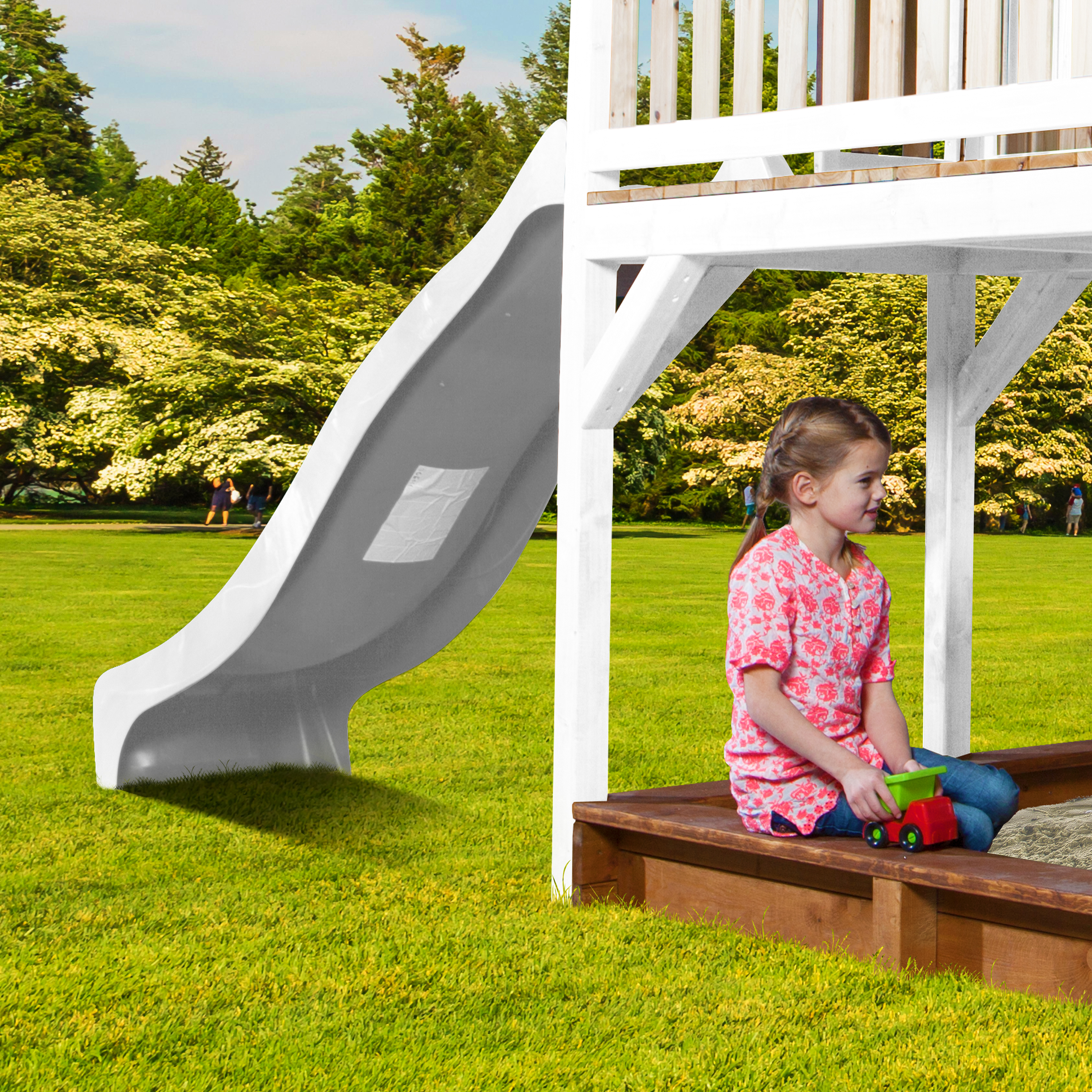 AXI Liam Playhouse with Roxy Nest Swing Set Brown/White - White Slide