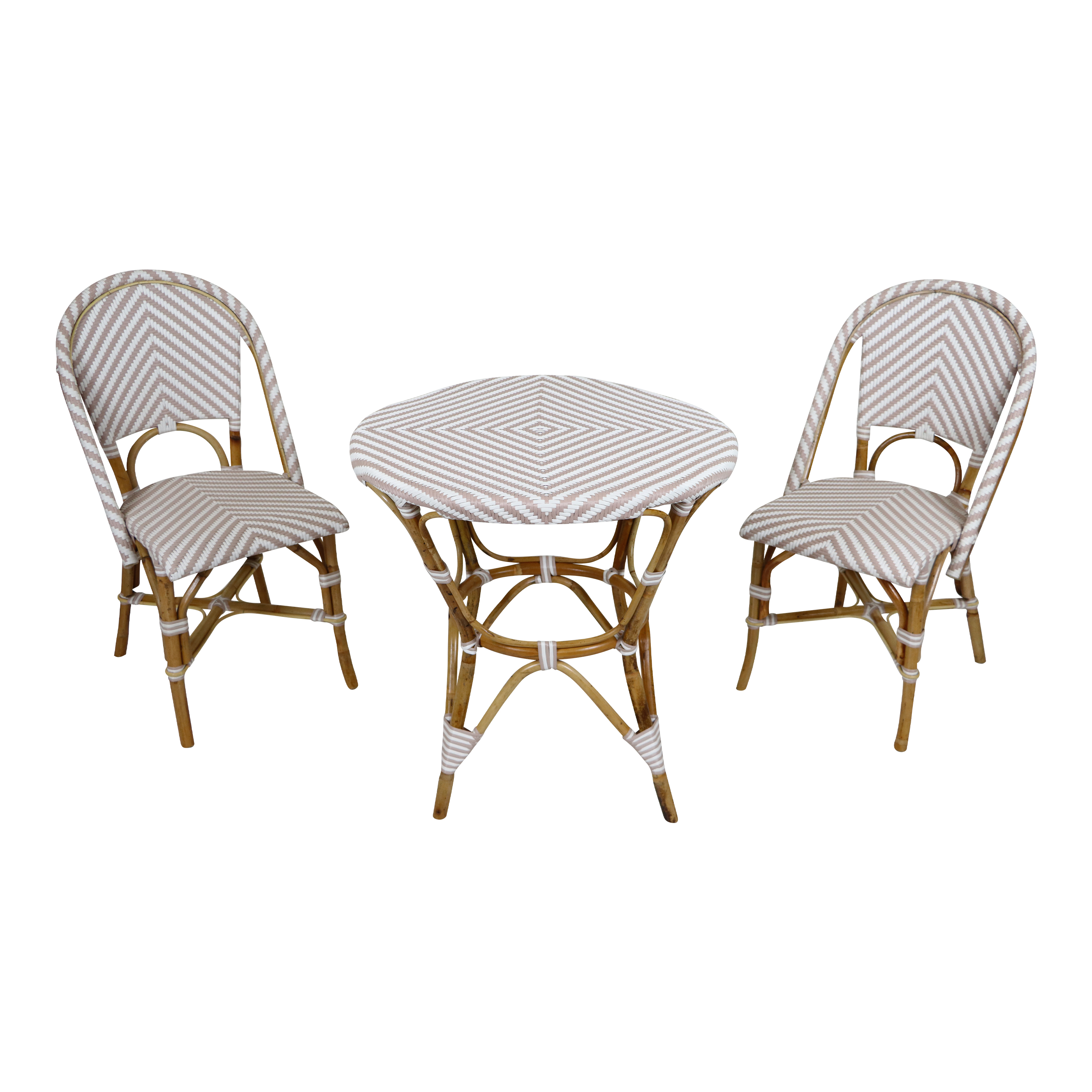AXI Jacqueline Rattan Bistro Set Brown/White