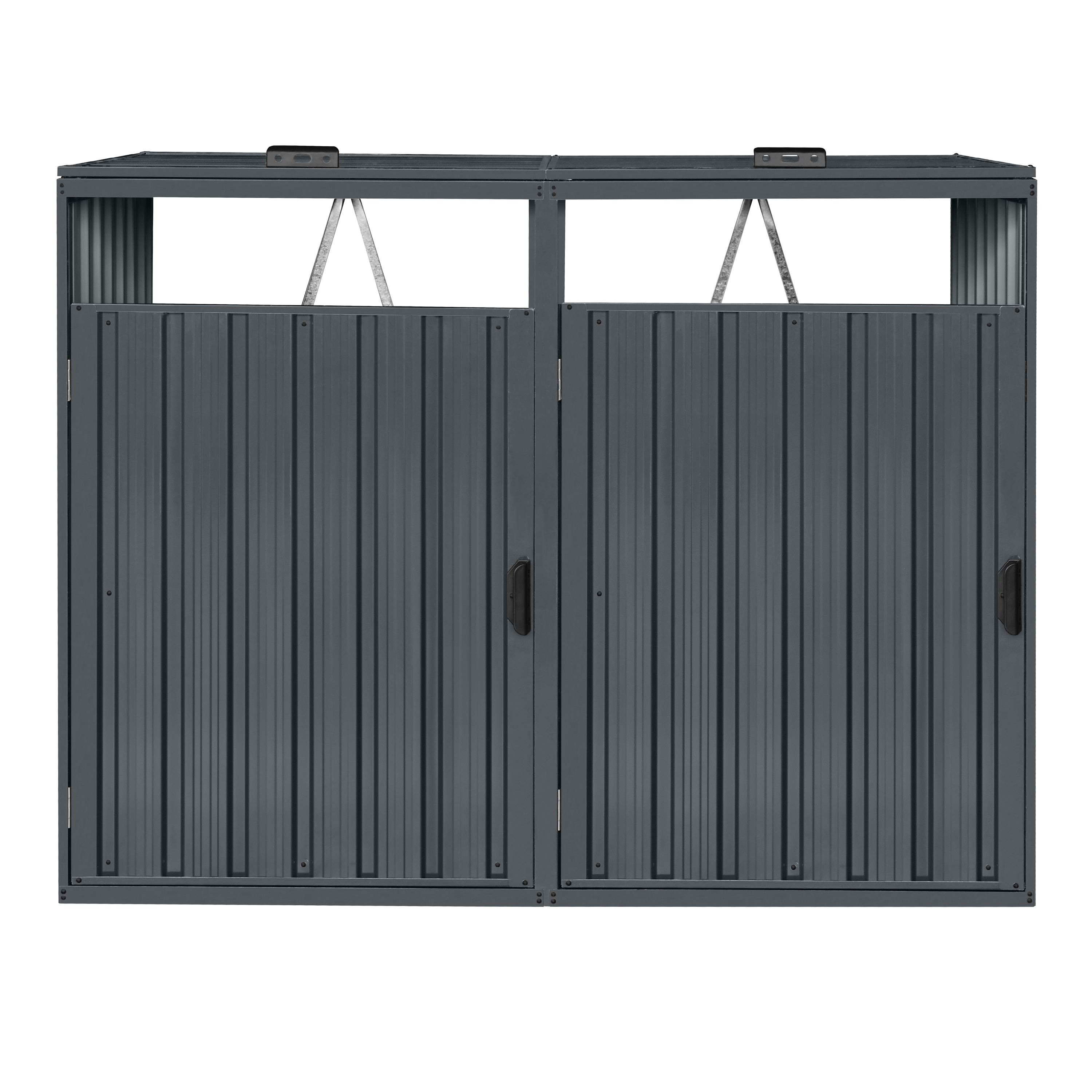 AXI Owen Metal Garbage Bin Shed Anthracite - 2 Garbage Bins