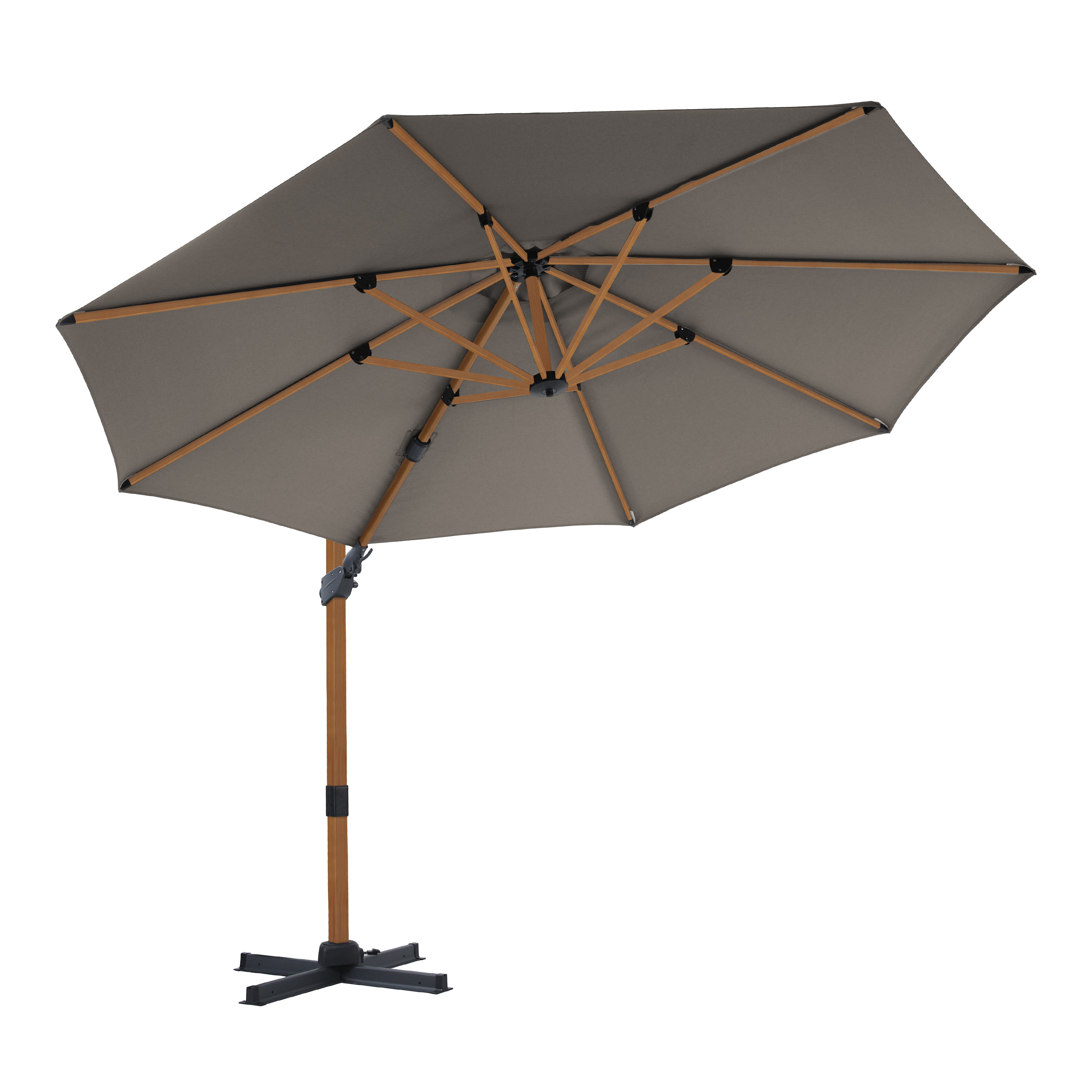 AXI Cyrus Premium Cantilever Parasol Ø 300cm Round - Wood-look/Taupe