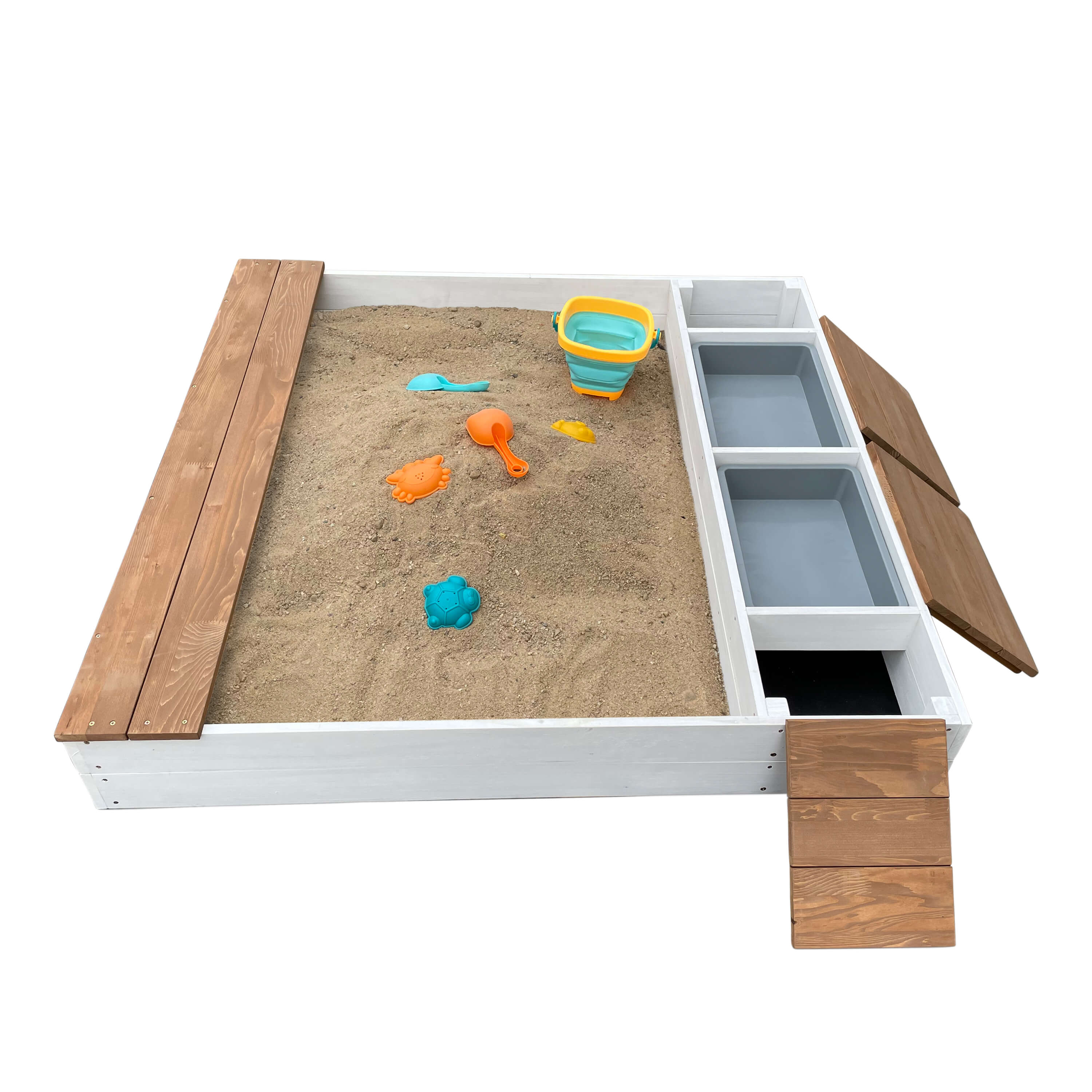 AXI Evy Sandbox with Bins and Storage - White/Brown