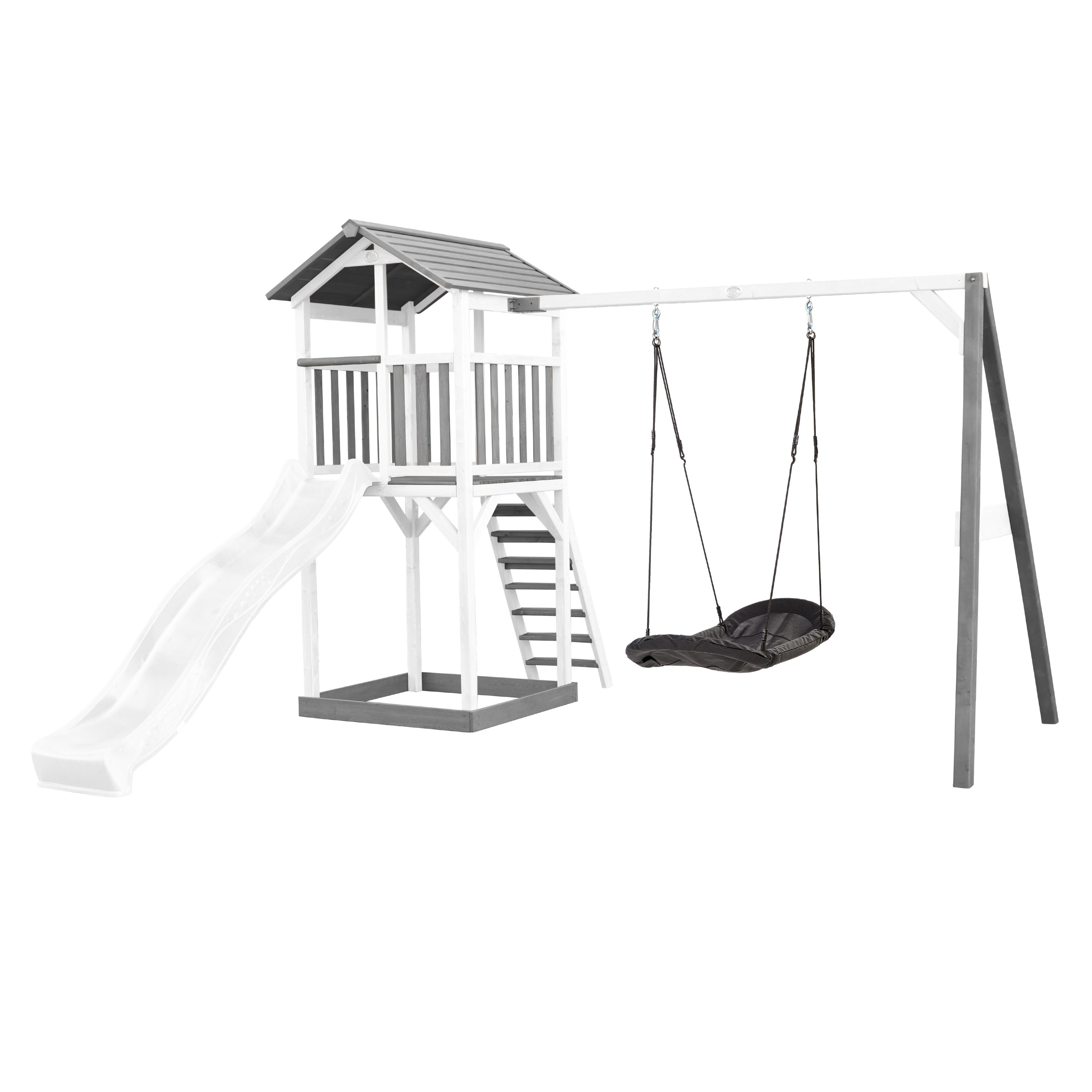 AXI Beach Tower with Roxy Nest Swing Set Grey/White - White Slide-8717973936558 AXI Beach Tower with Roxy Nest Swing Set Grey/White - White Slide