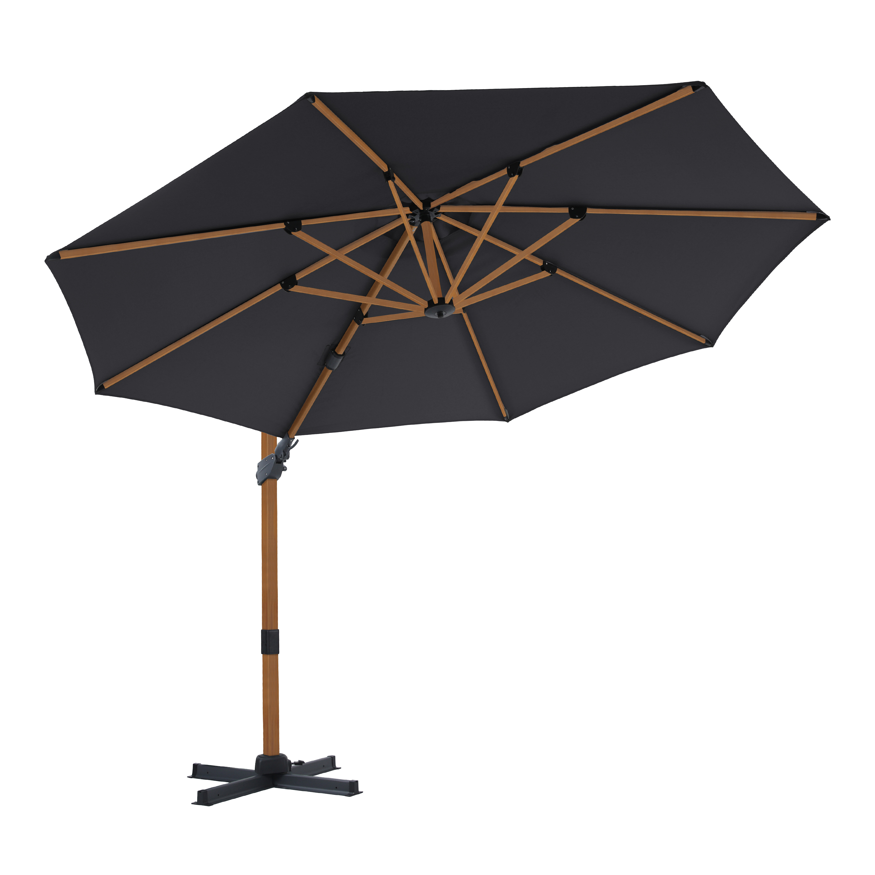 AXI Cyrus Premium Cantilever Parasol Ø 300cm Round - Wood-look/Grey