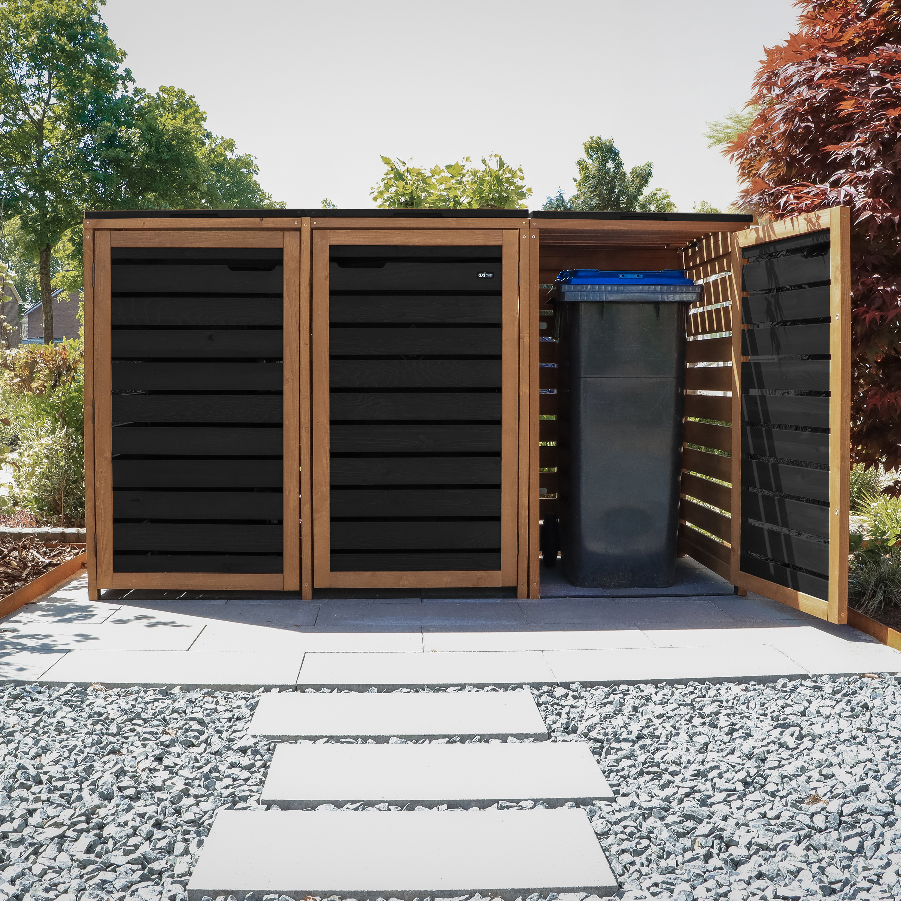 AXI Lex Wooden Bin Storage Black/Brown - 1 bin