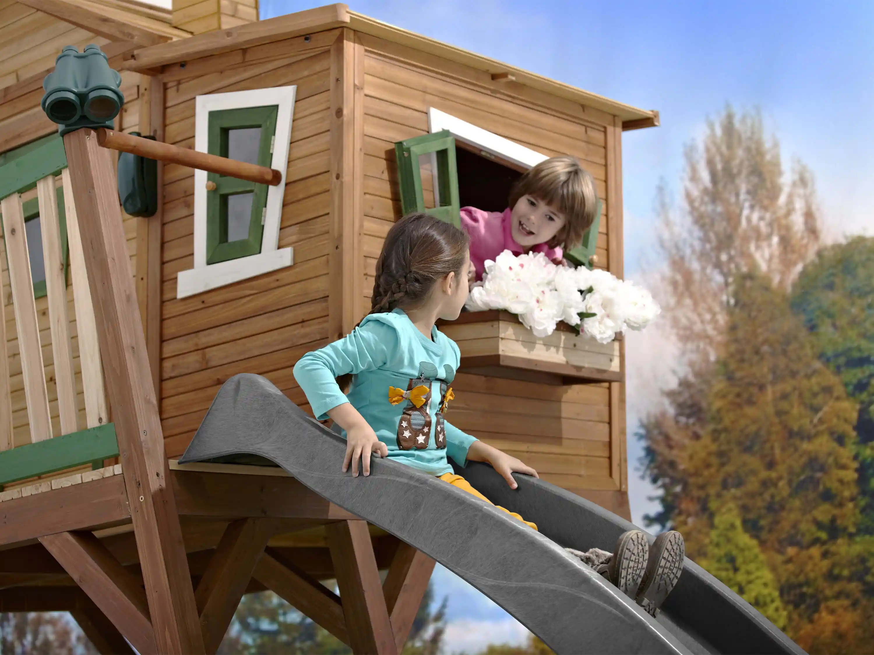 AXI Max Playhouse Brown/Green - Grey Slide