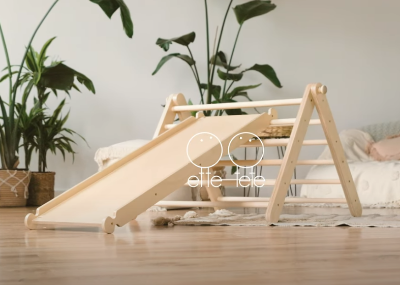 Ette Tete Sipitri wooden Climbing Triangle with Slide