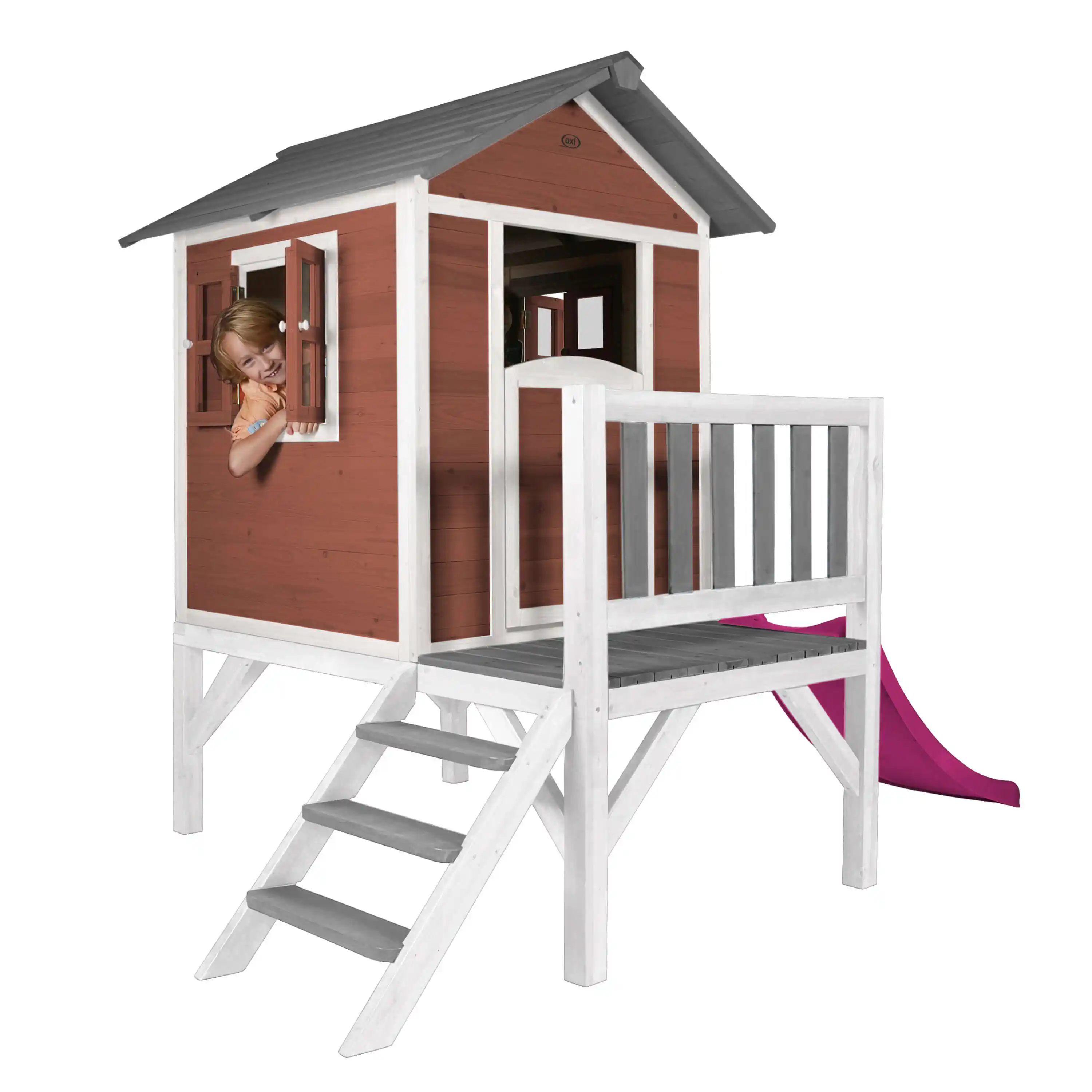 AXI Lodge XL Playhouse Scandinavian Red - Purple Slide