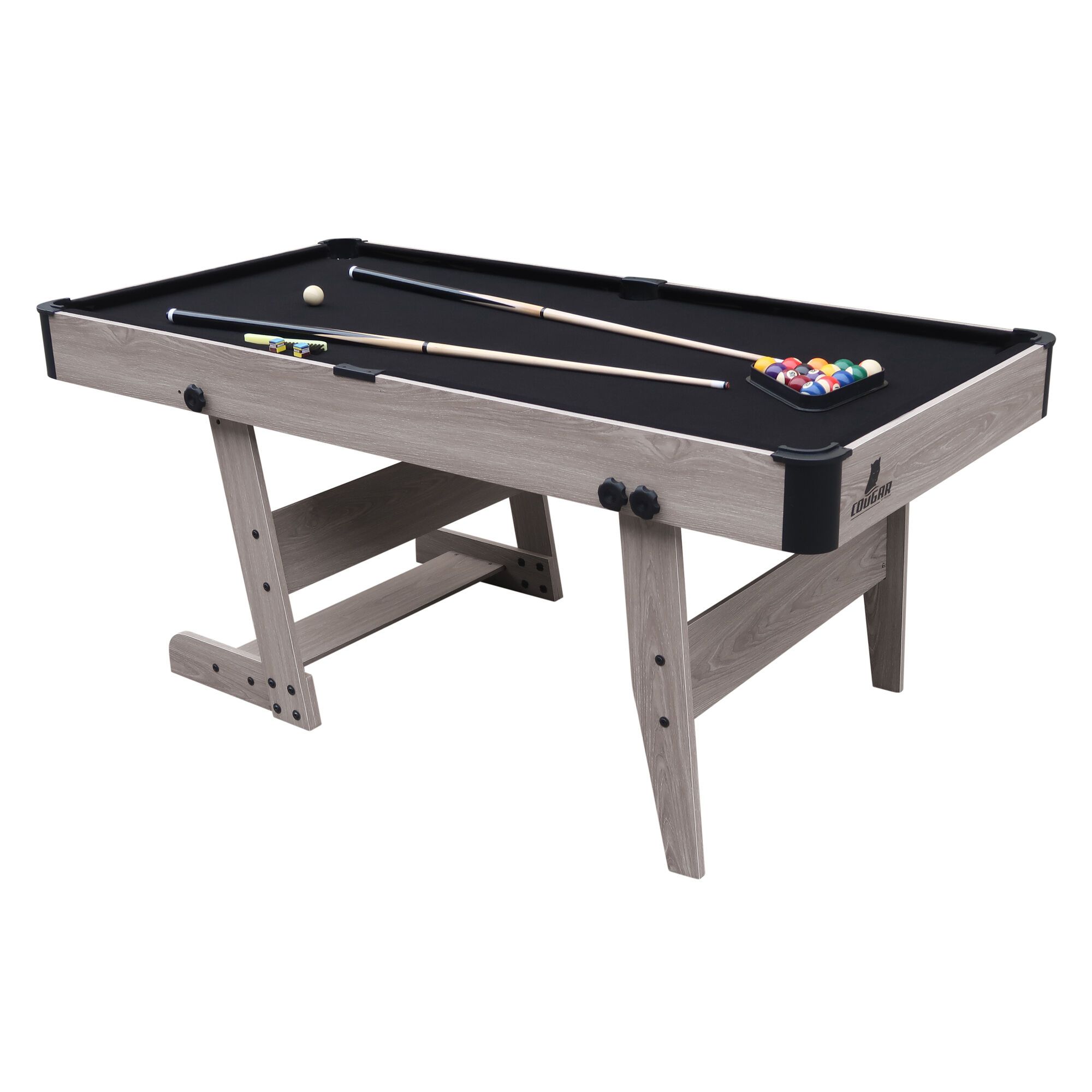 Cougar Hustle XL foldable Pool Table - Oak/Black