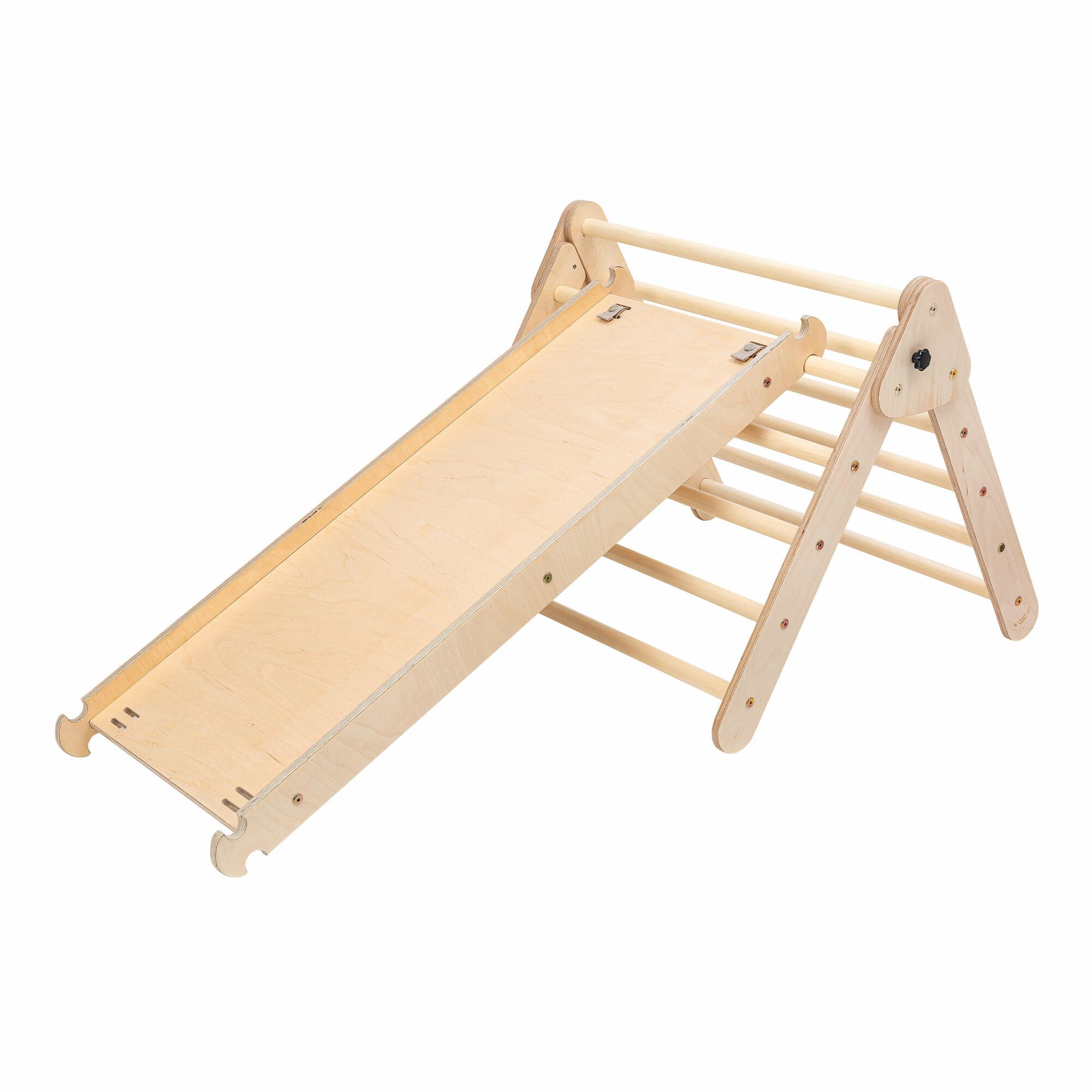 KateHaa Wooden Climbing Triangle with Climbing Wall - Natural