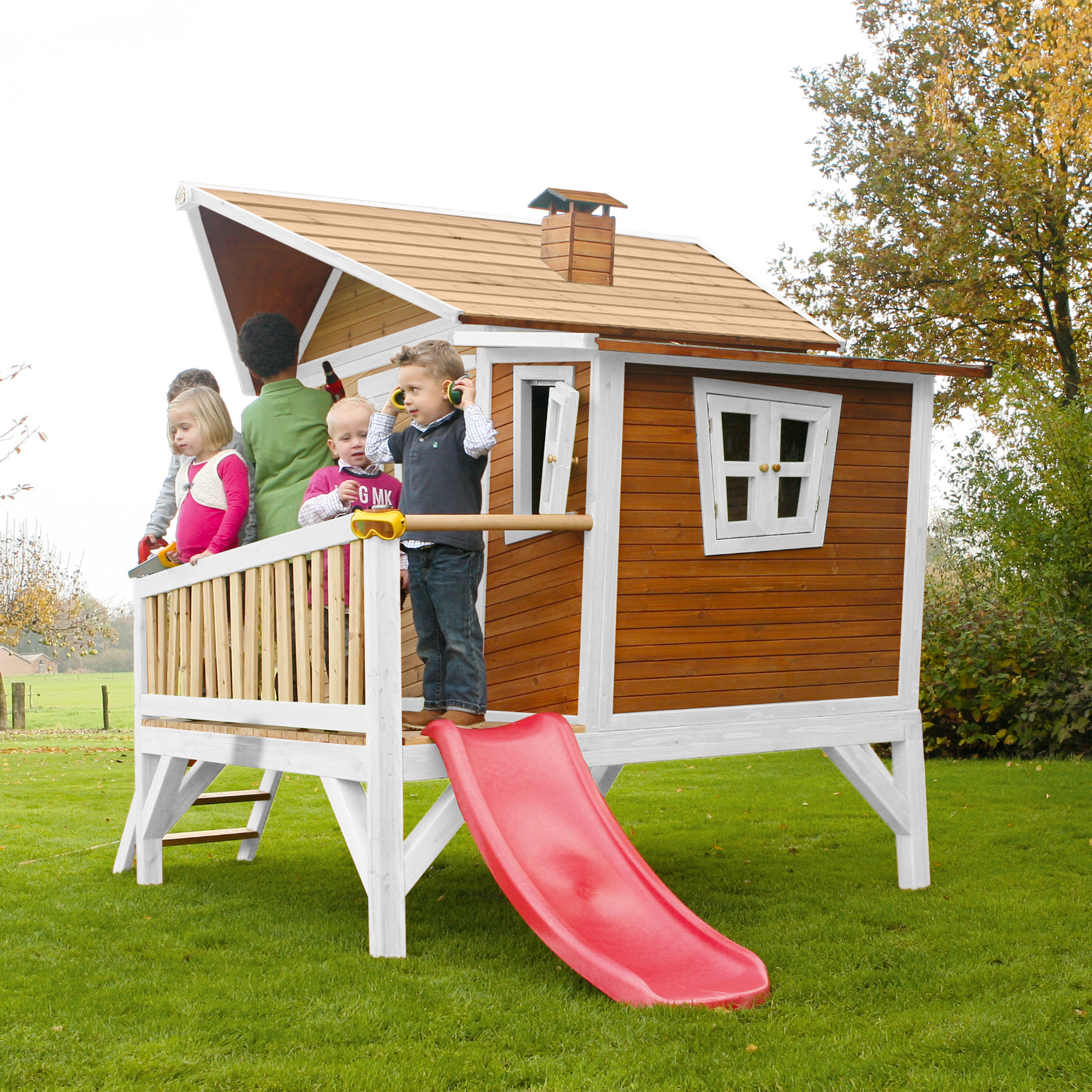 AXI Emma Playhouse Brown/White - Red Slide