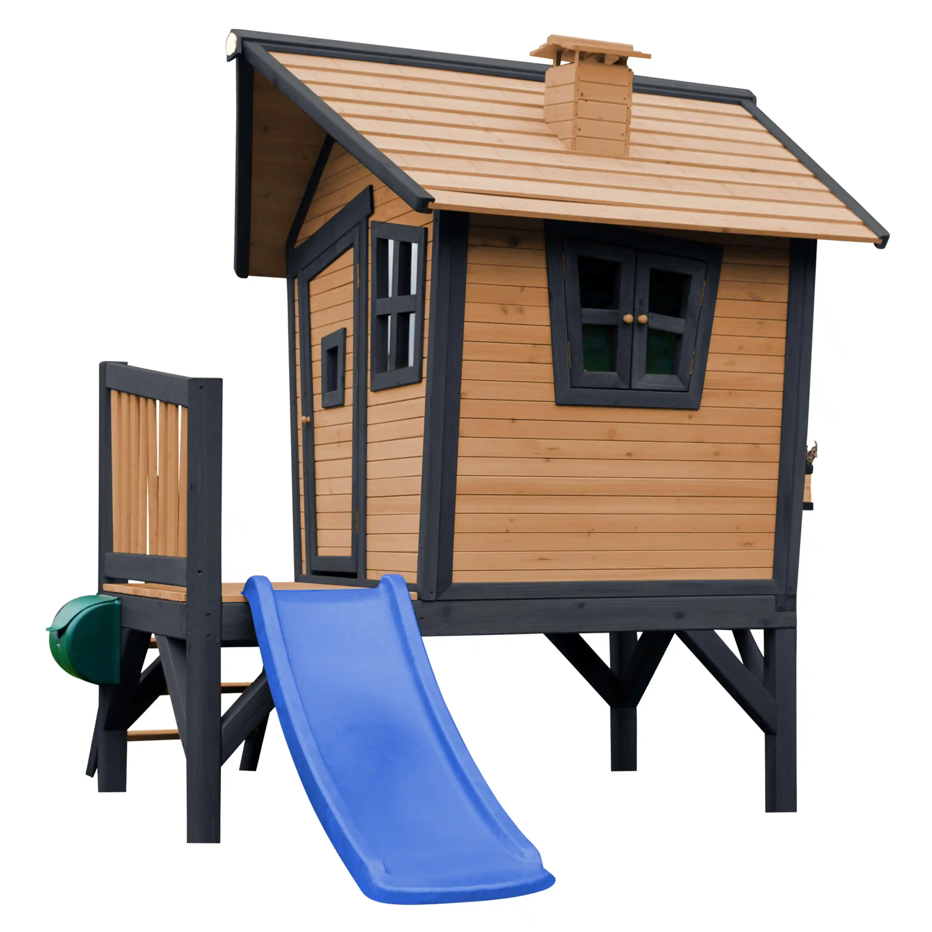 AXI Robin Playhouse Brown/Anthracite - Blue Slide