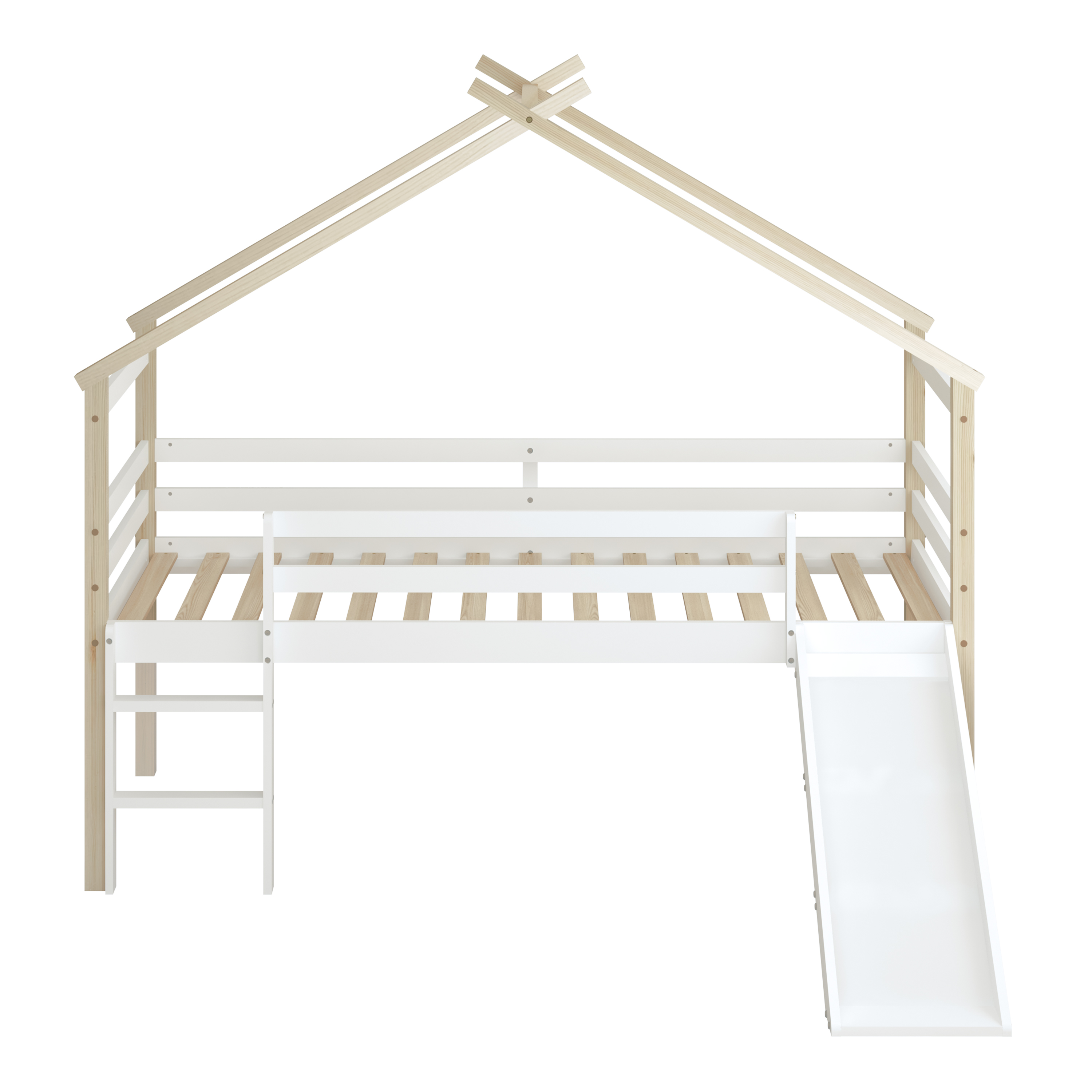 Sunny River Mid Sleeper with Slide Brown/White – With Mattress