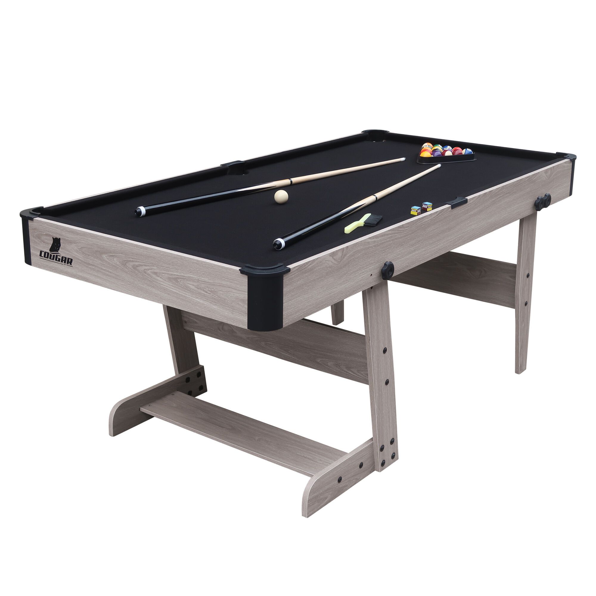 Cougar Hustle XL foldable Pool Table - Oak/Black