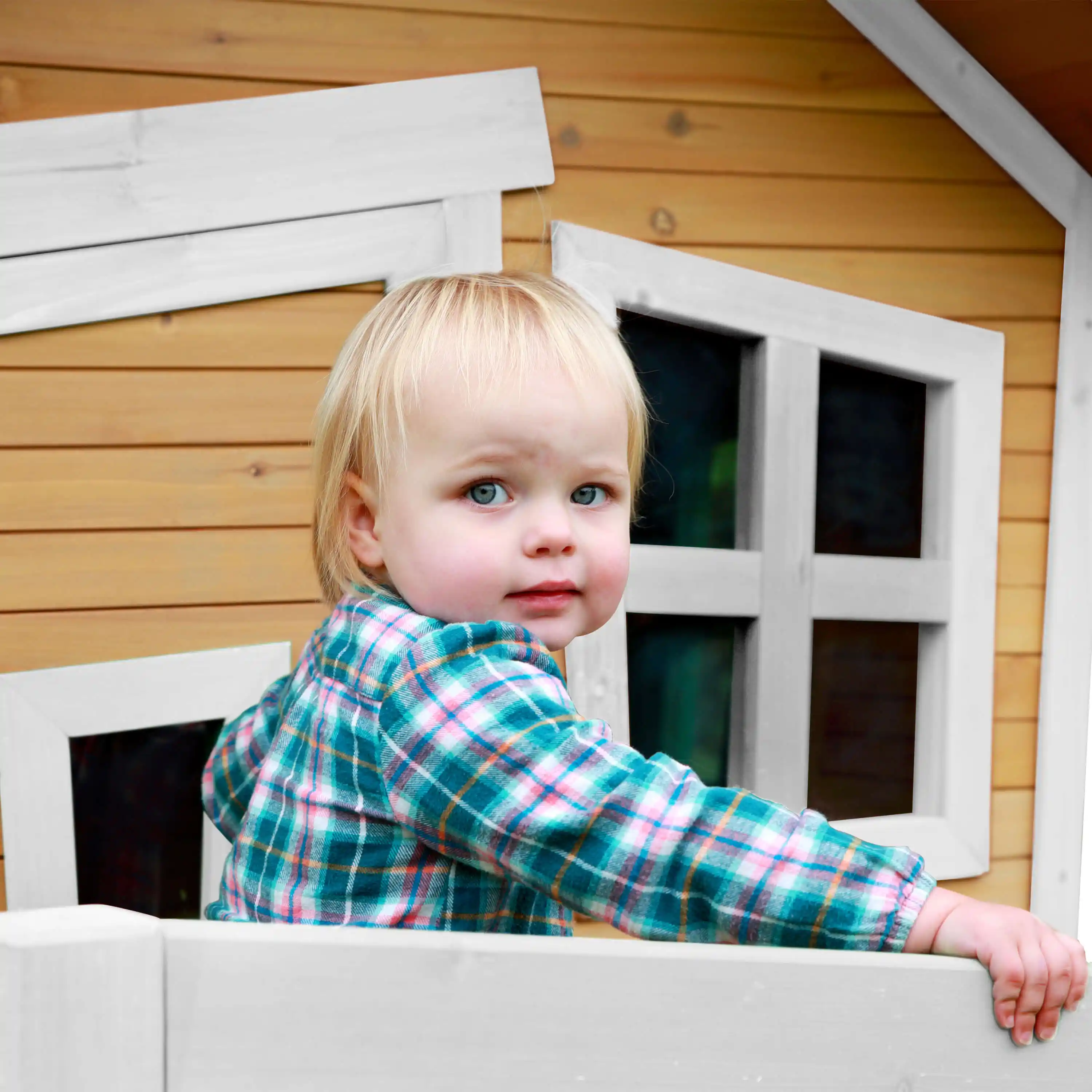 AXI Robin Playhouse Brown/White - Grey Slide