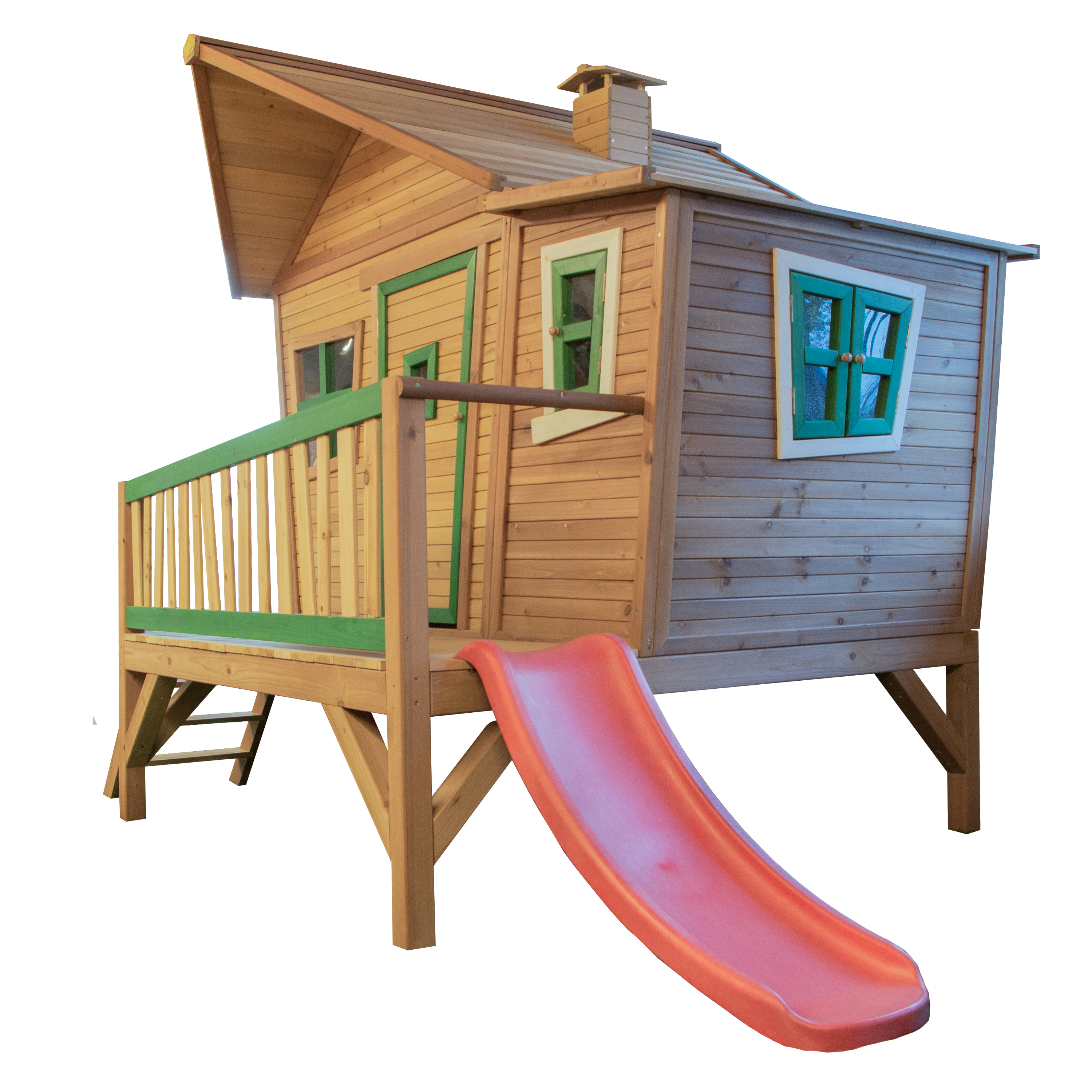 AXI Emma Playhouse Brown/Green - Red Slide