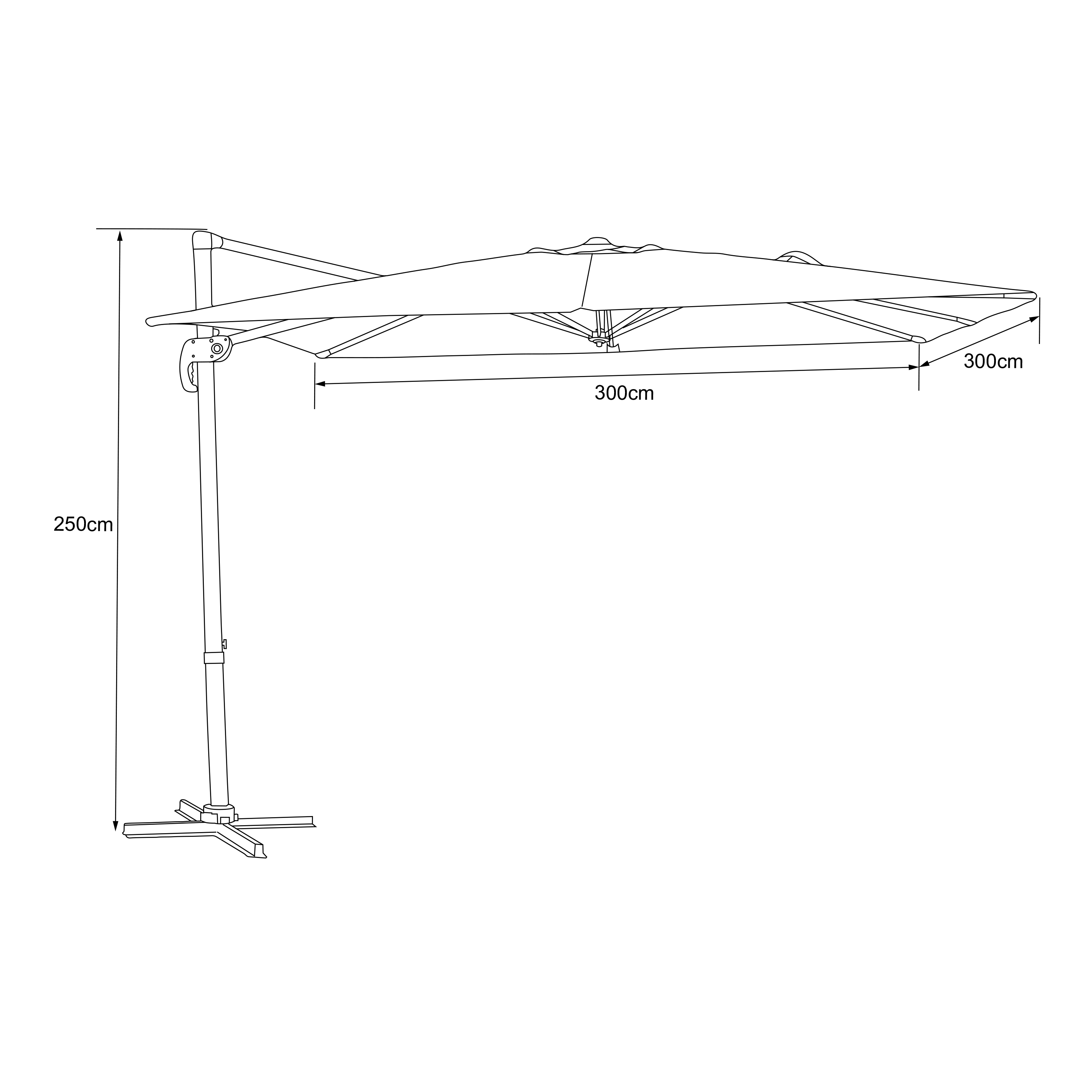 AXI Nima Cantilever Parasol 300x300 cm - Wood-look/Grey