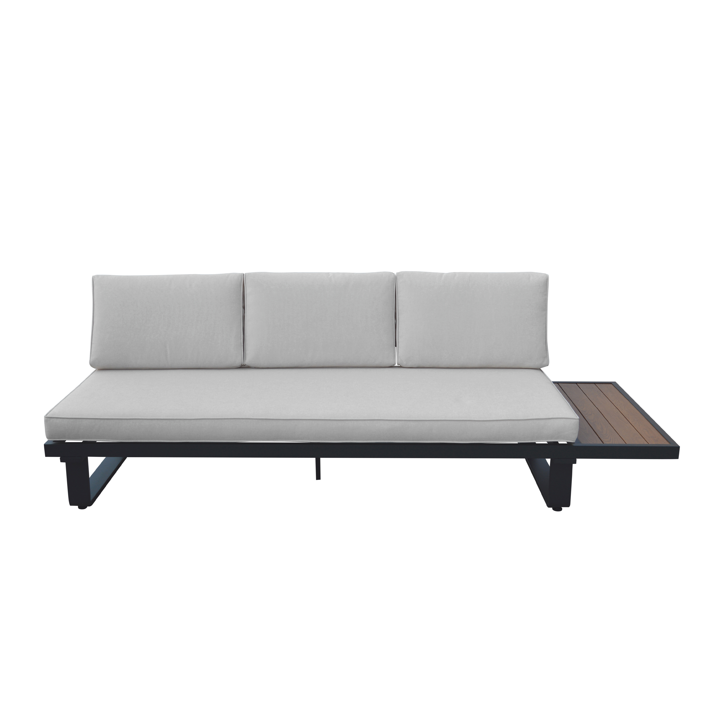 AXI Elin Lounge Set with Side Tables Anthracite with Wood-Look