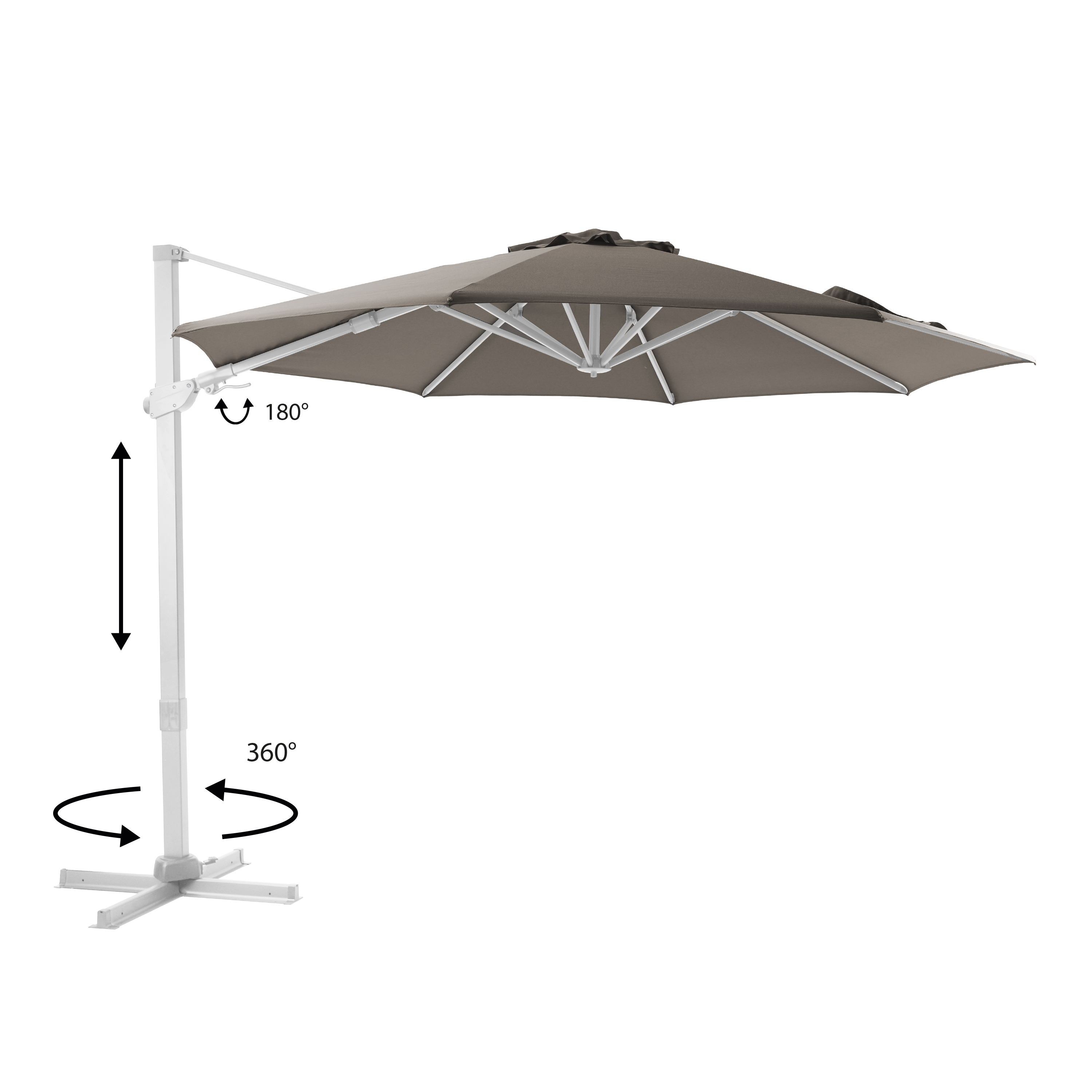 AXI Cyrus Premium Cantilever Parasol Ø 300cm Round - White/Taupe