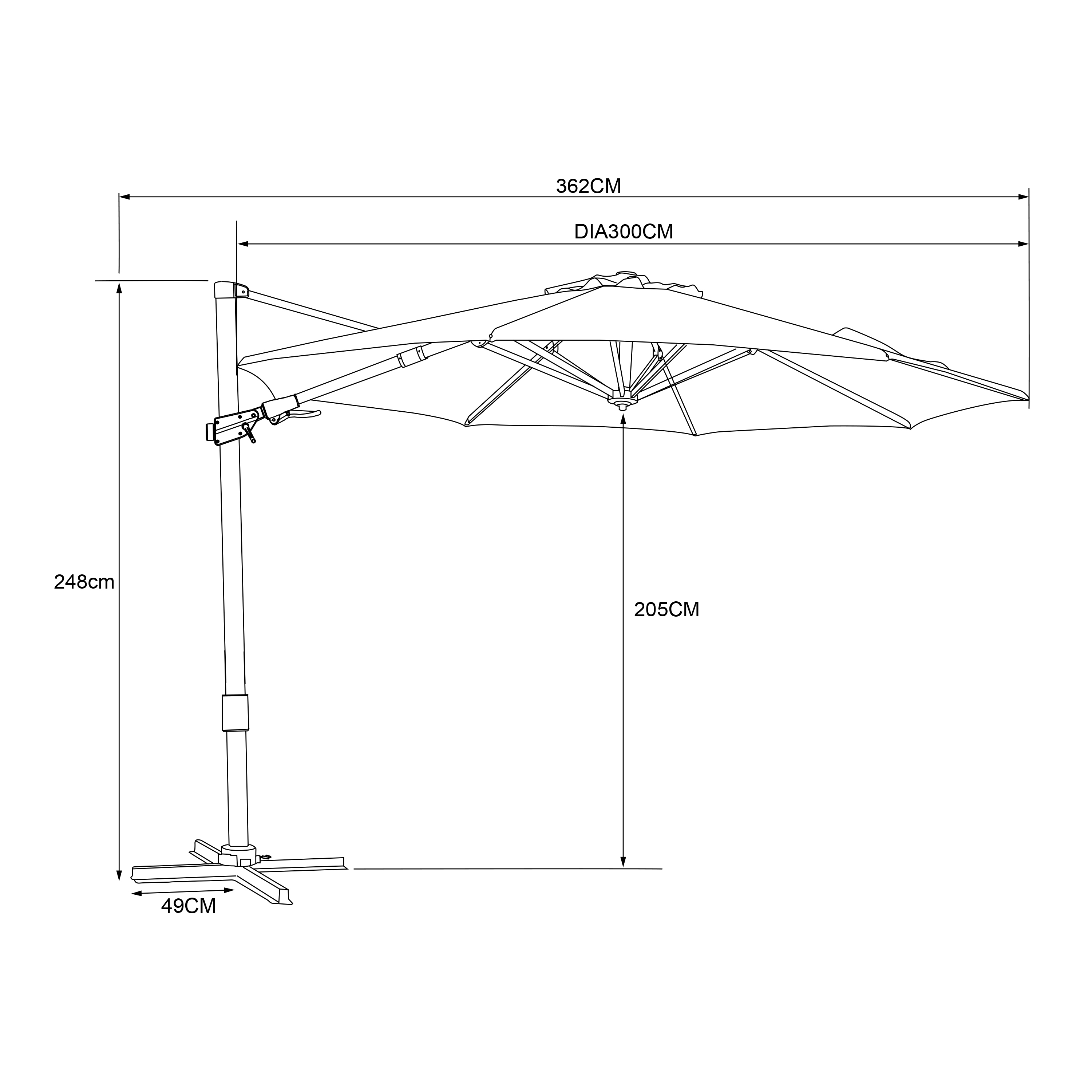 AXI Cyrus Premium Cantilever Parasol Ø 300cm Round - Grey/Grey