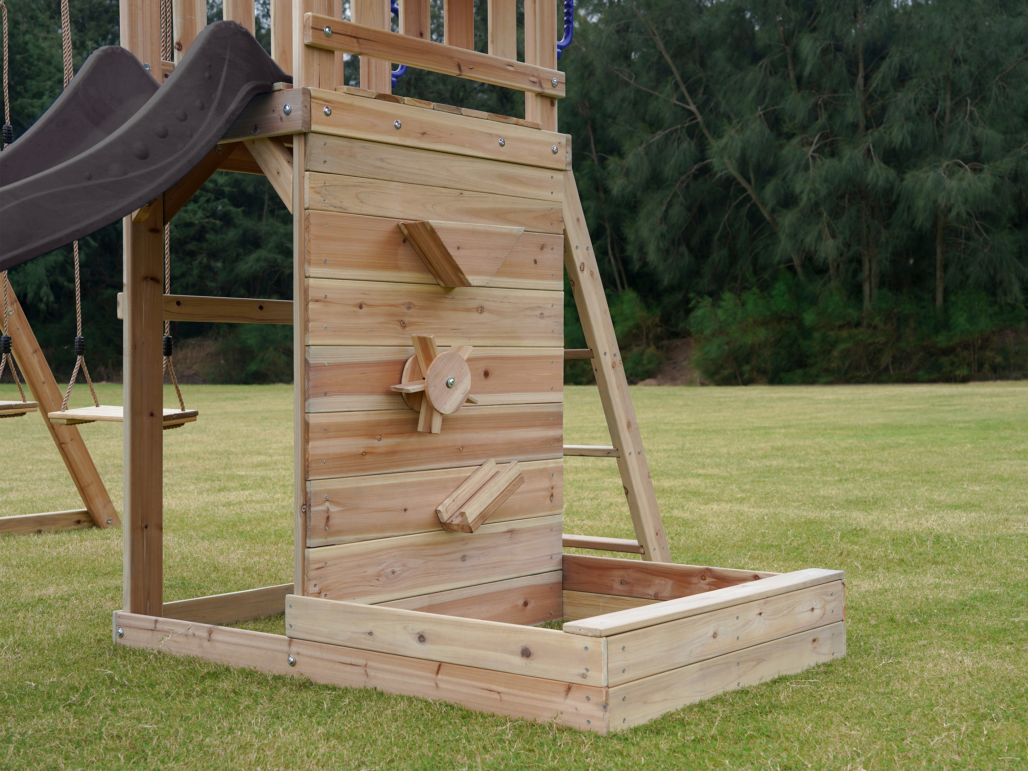 AXI Malik Climbing Frame with Double Swing Set - Grey Slide-8720365064401 AXI Malik Climbing Frame with Double Swing Set - Grey Slide