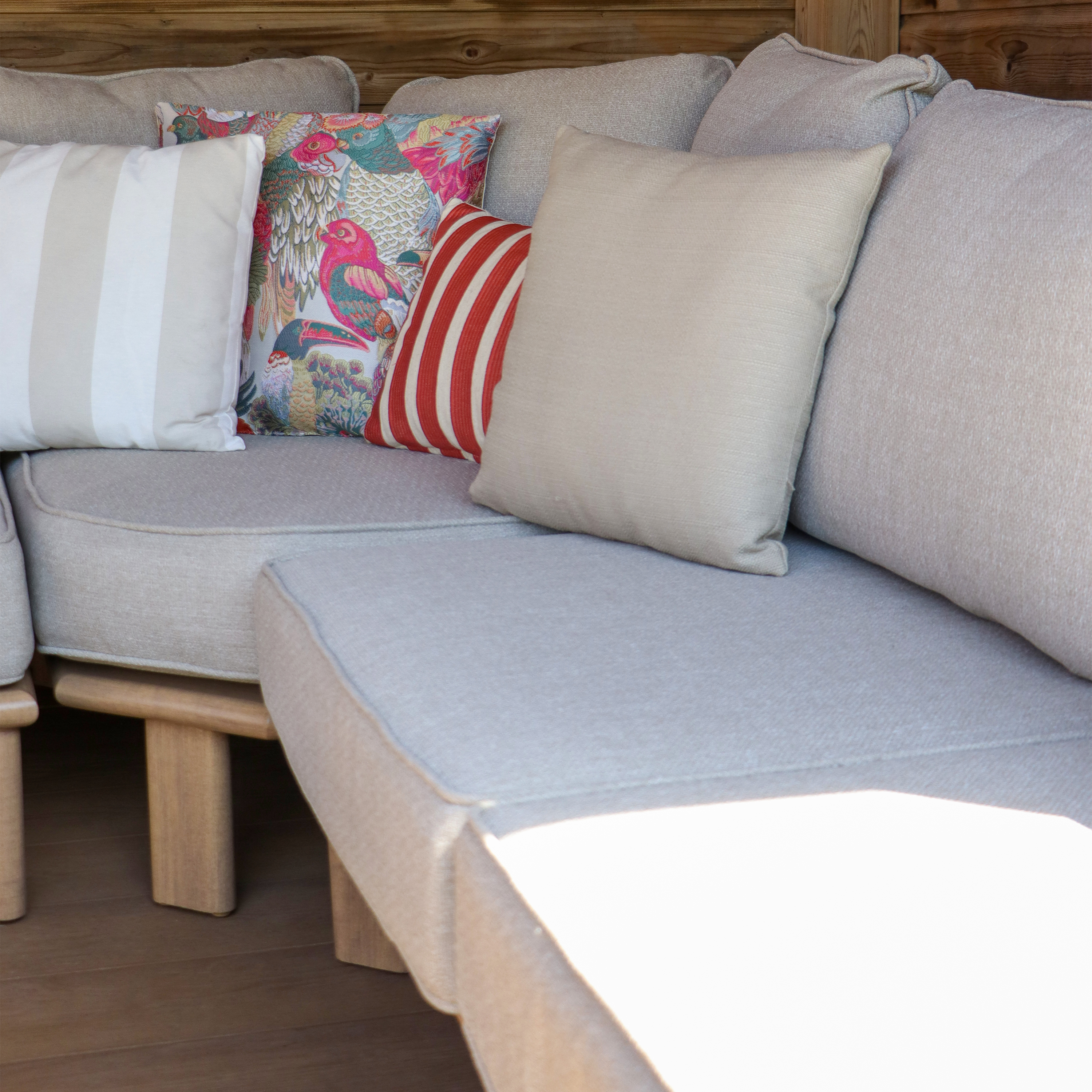 AXI Avery Lounge Set with Side Tables Wood-Look with Beige-8720365065637 AXI Avery Lounge Set with Side Tables Wood-Look with Beige