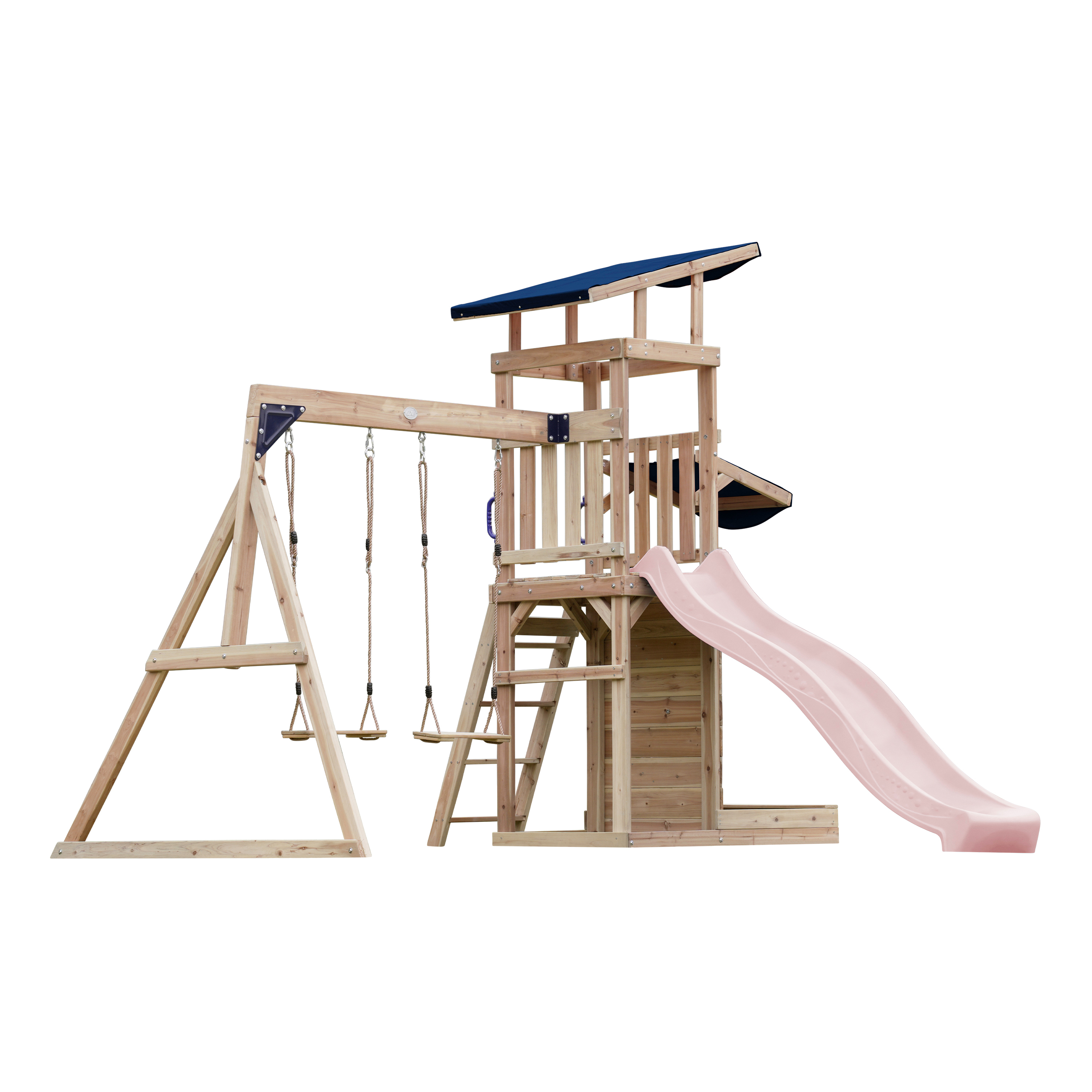 AXI Malik Climbing Frame with Double Swing Set - Pastel Pink Slide