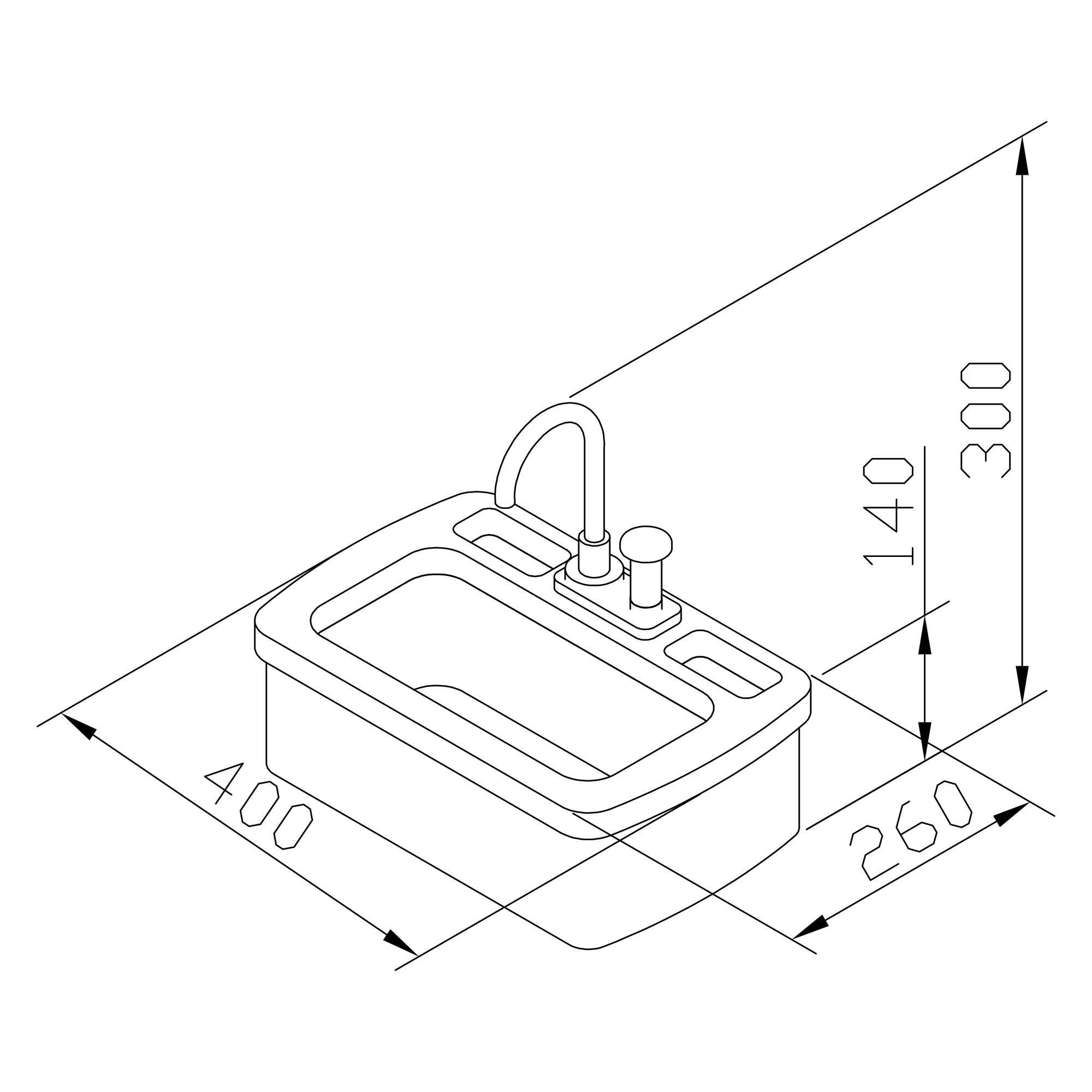 maattekening AXI Speelkeuken wastafel met accessoires