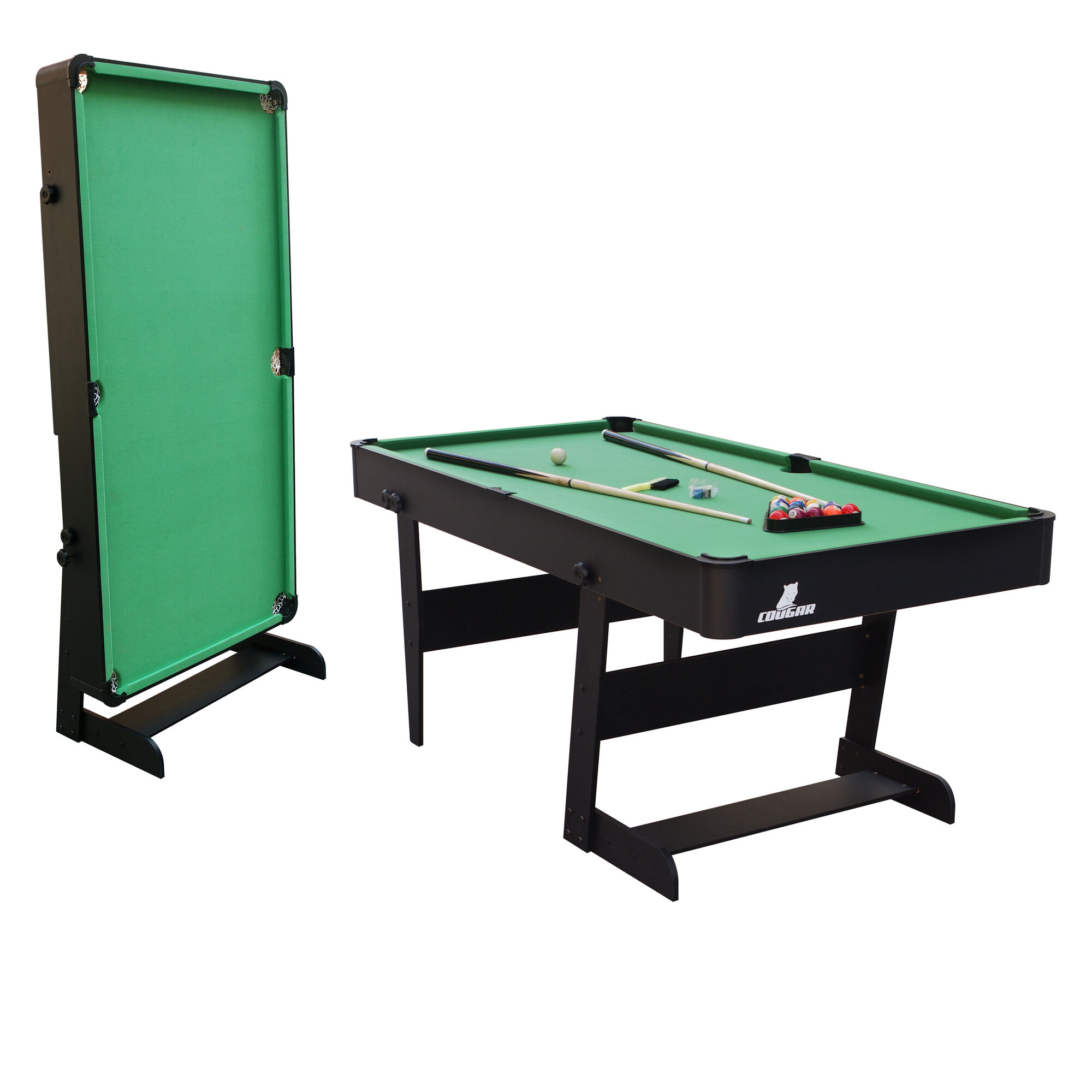 Cougar Hustle L folding Pool Table - Black