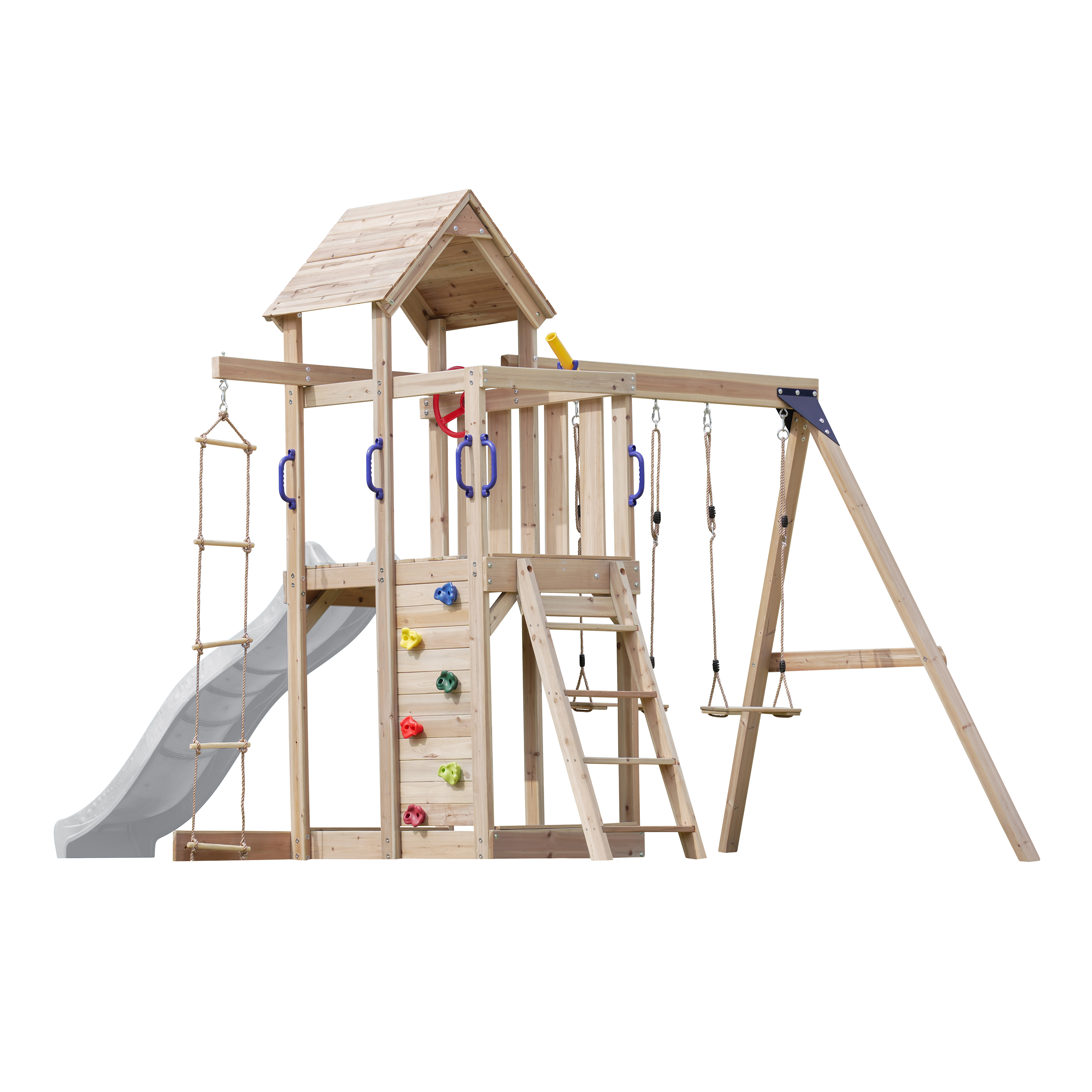 AXI Moos Climbing Frame with Double Swing Set - White Slide