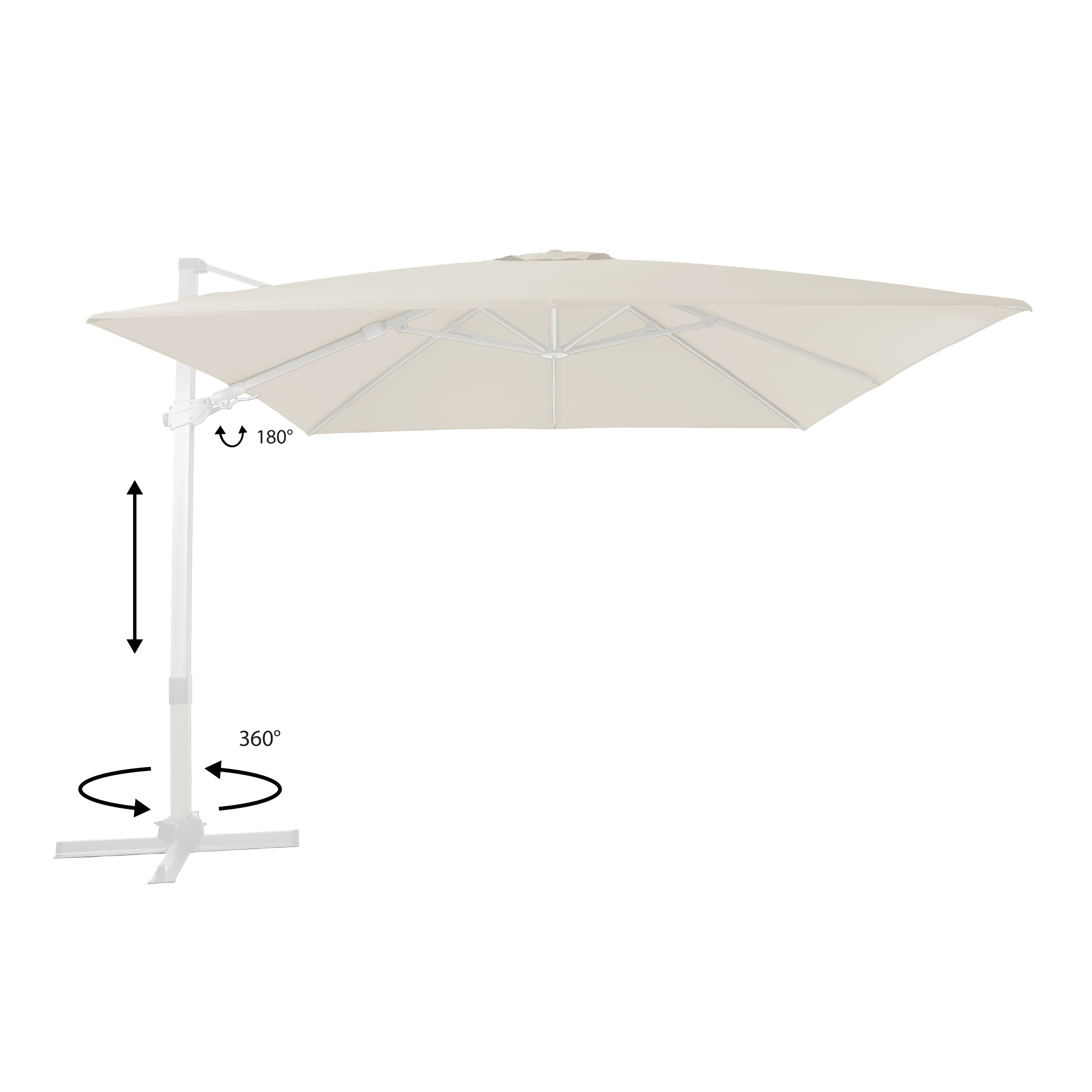 AXI Apollo Premium Cantilever Parasol 300x300cm - White/Beige