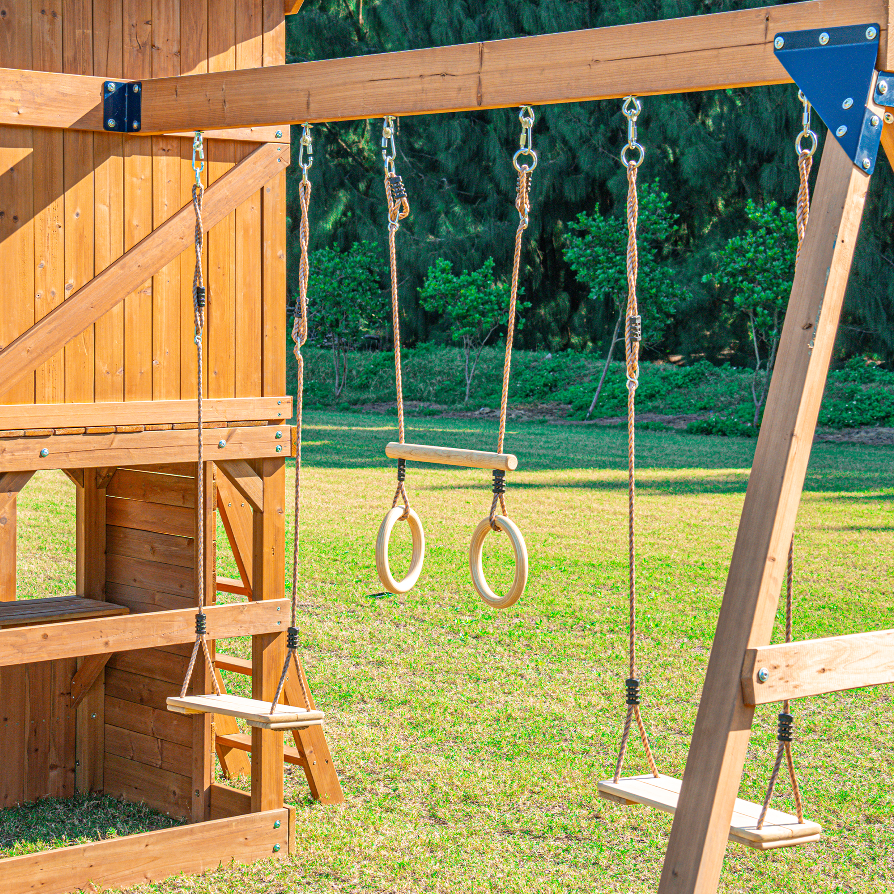 AXI Jack Climbing Frame with Double Swing and Trapeze – Red Slide