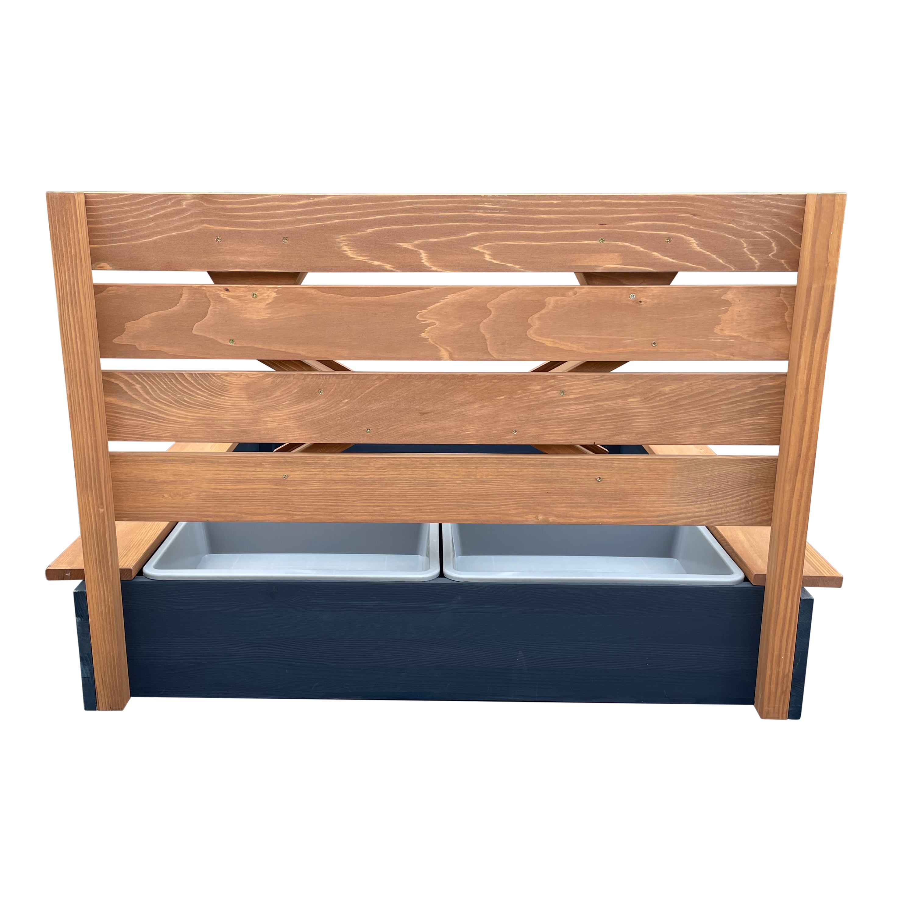 AXI Lina sandbox with sand & water troughs and play wall - 115 x 92 cm - anthracite/brown