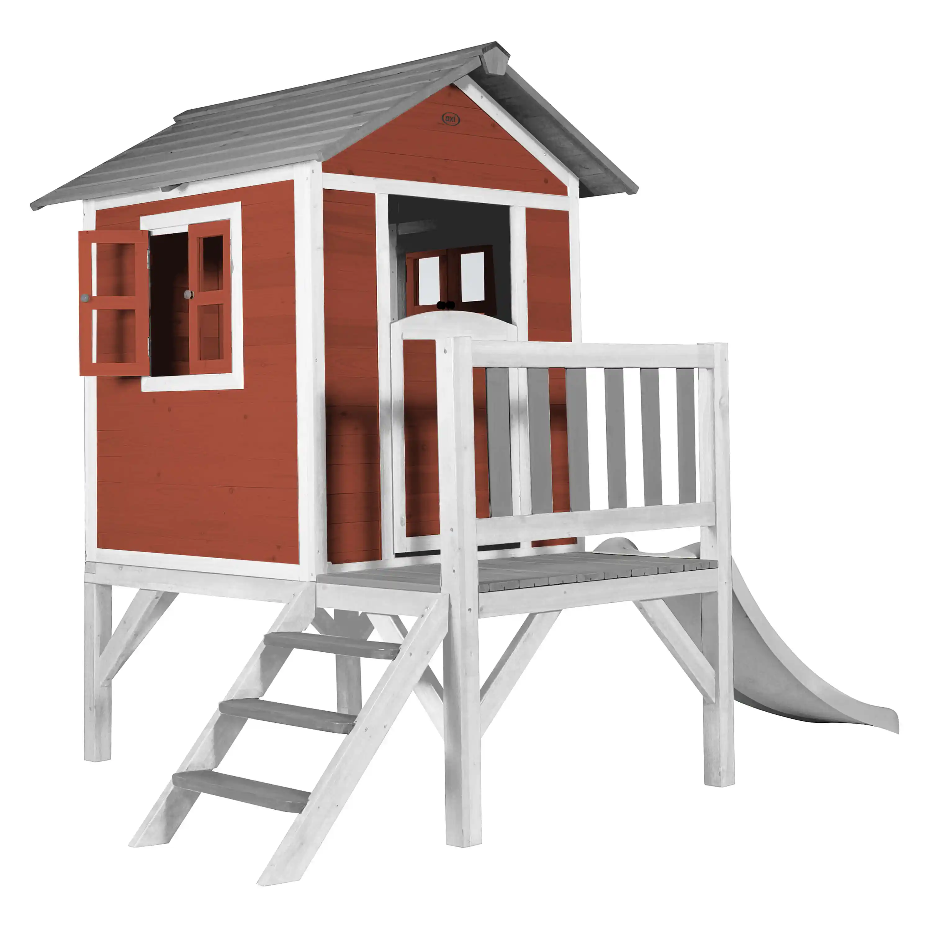 AXI Lodge XL Playhouse Scandinavian Red - White Slide