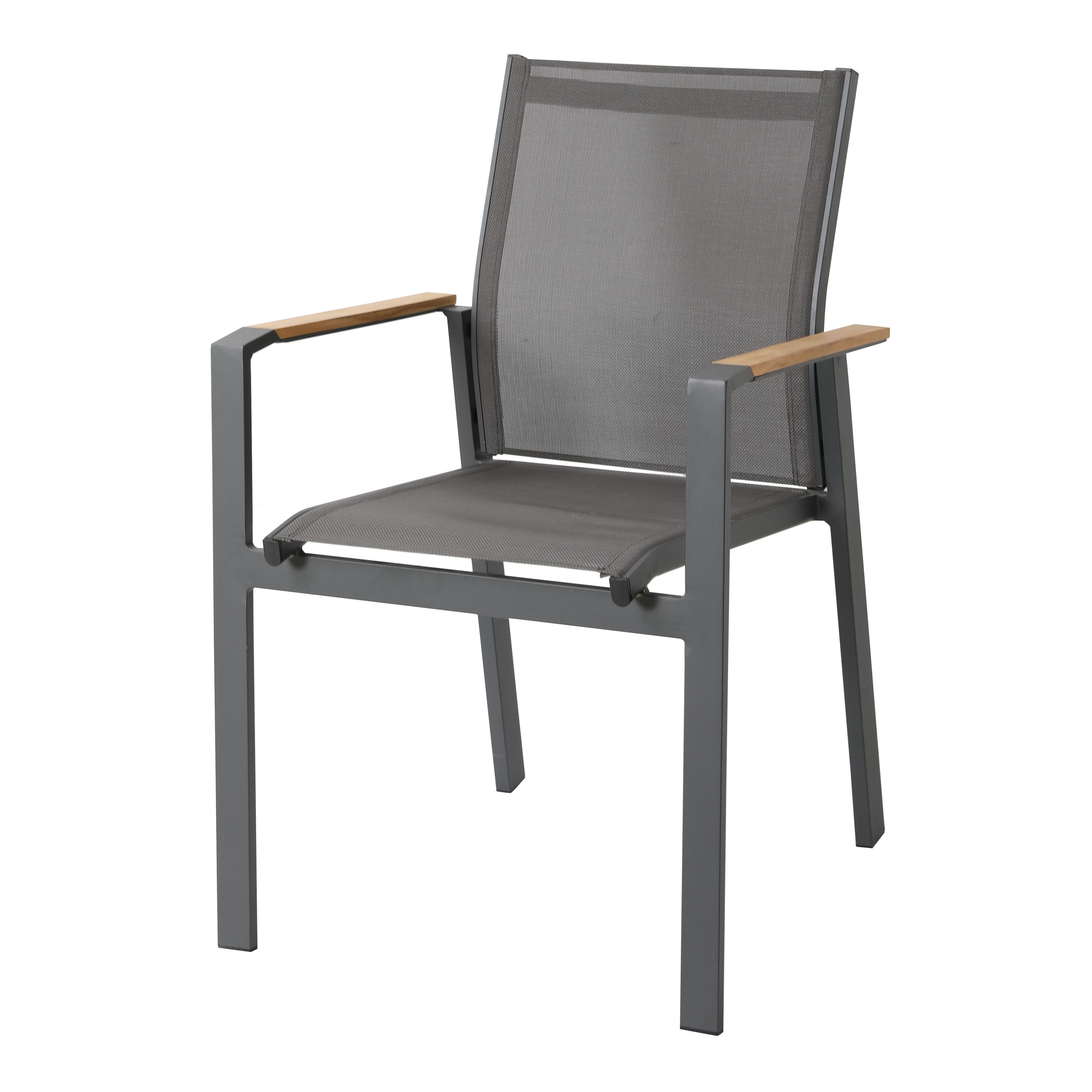 AXI Alva Aluminium Chairs Antracite/Teak – Set 4 pieces
