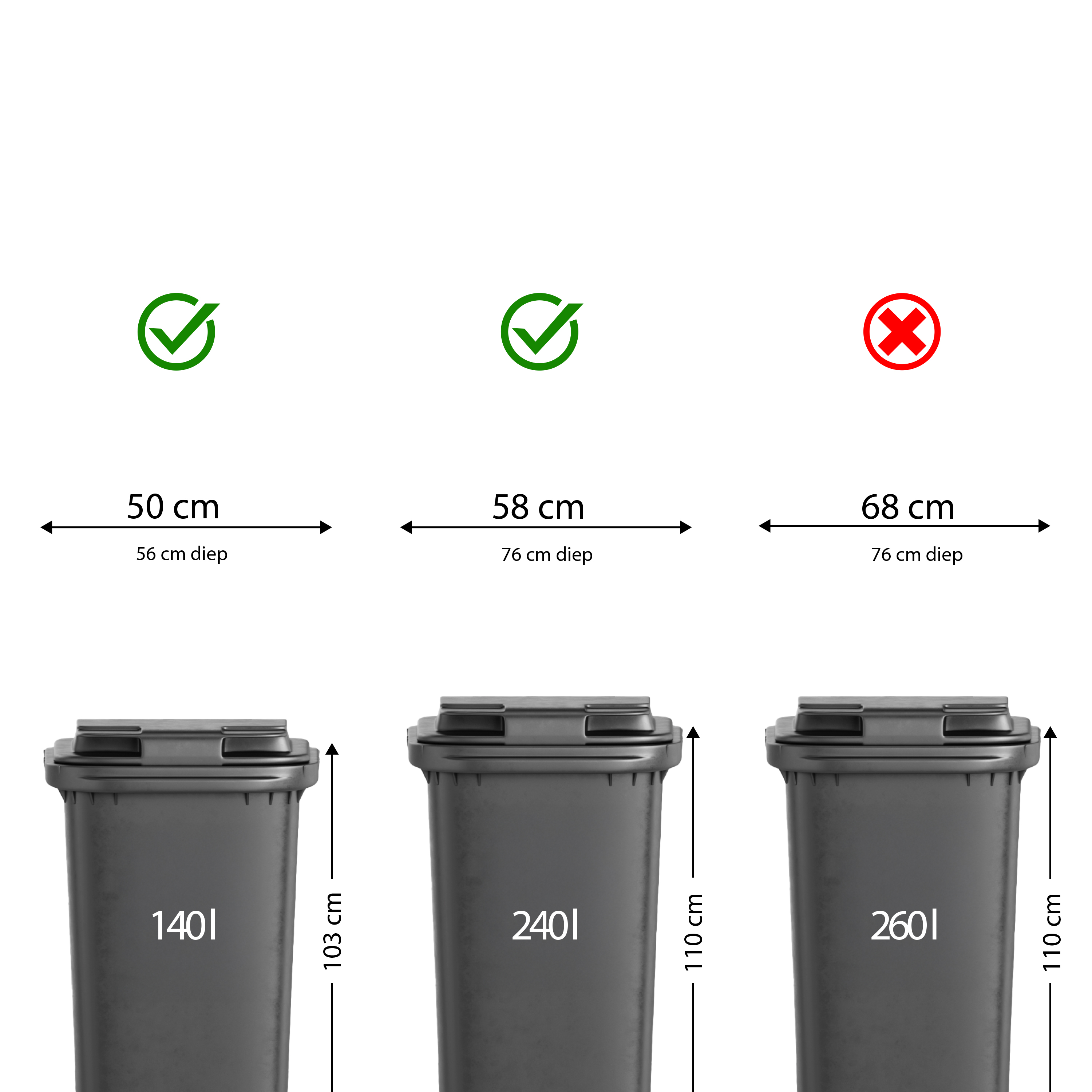 AXI Leon Bin Storage with Louis Parcel Postbox Anthracite/Wood Look – 2 Garbage Bins