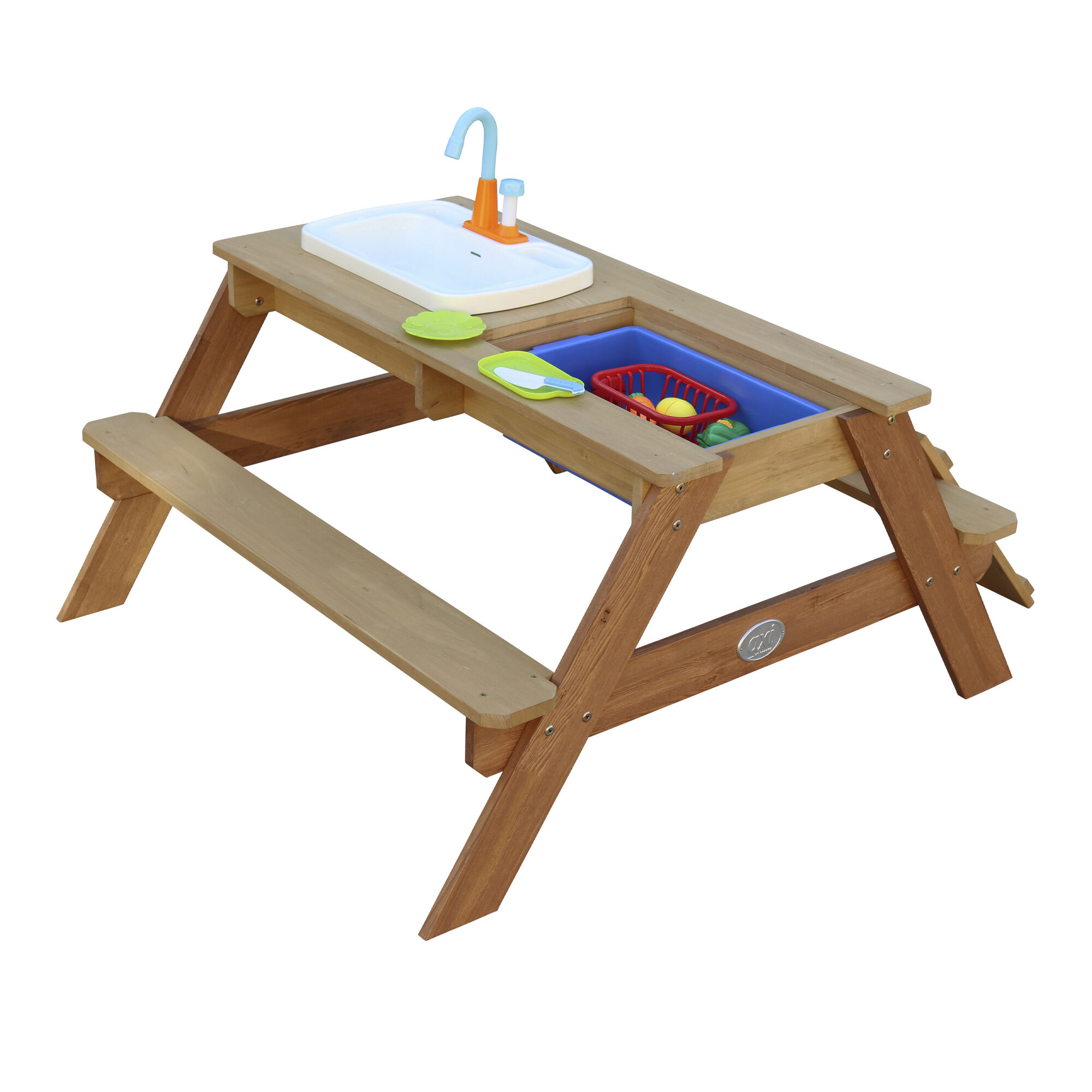 productfoto AXI Emily Zand & Water Picknicktafel met Speelkeuken wastafel Bruin