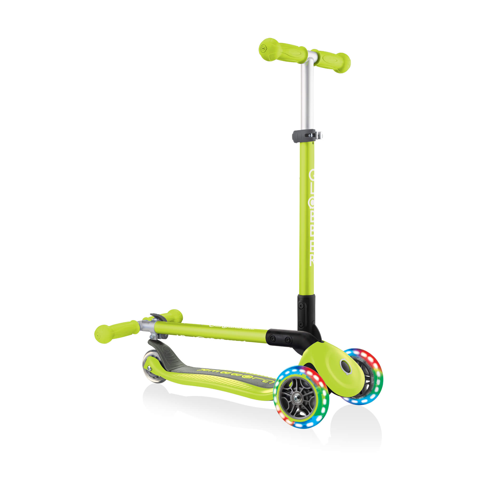 Globber Primo Foldable Lights Scooter - Green