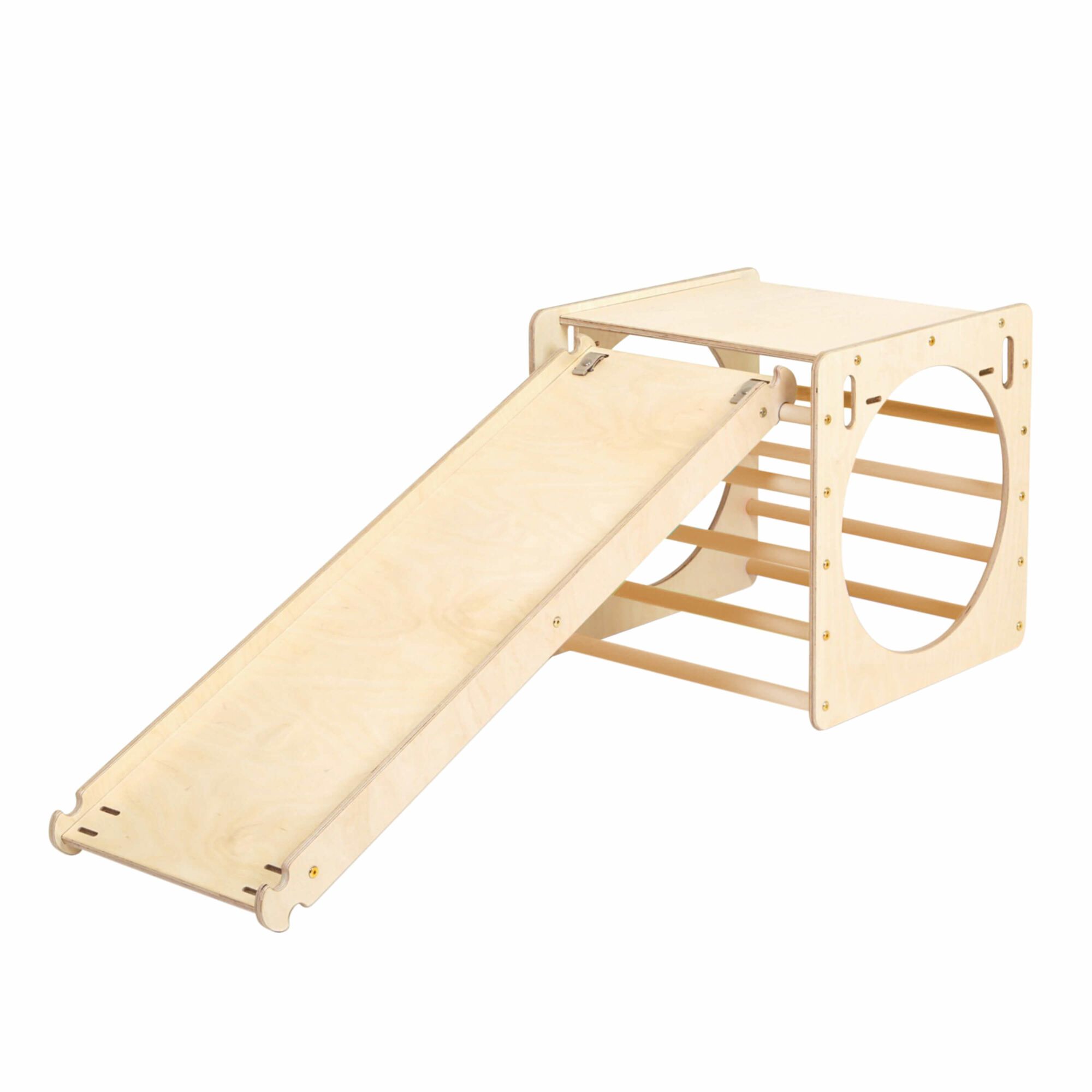 KateHaa Wooden Activity Cube with Climbing Wall - Natural