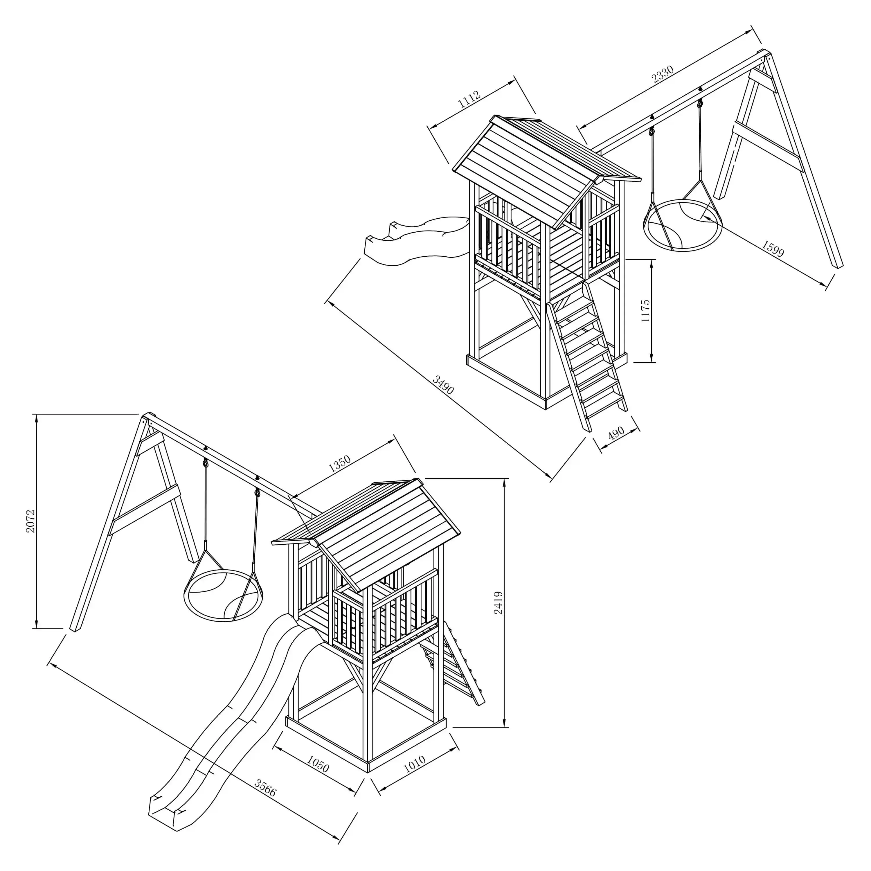 AXI Beach Tower Speeltoren met Summer Nestschommel Grijs/wit - Paarse glijbaan