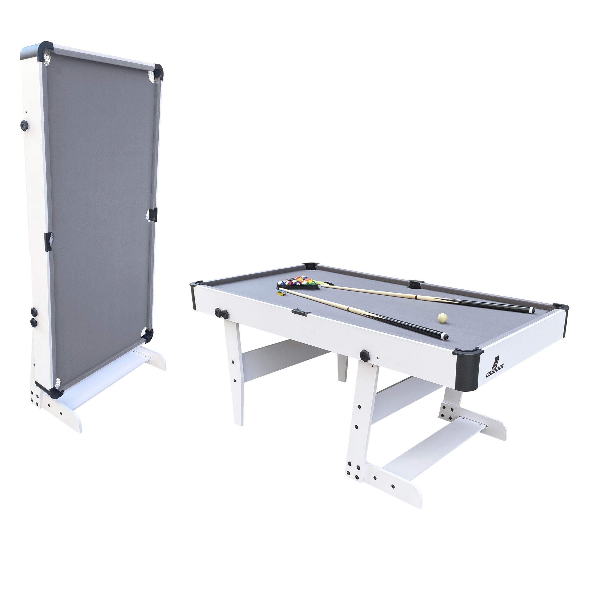 Cougar Hustle L folding Pool Table - White