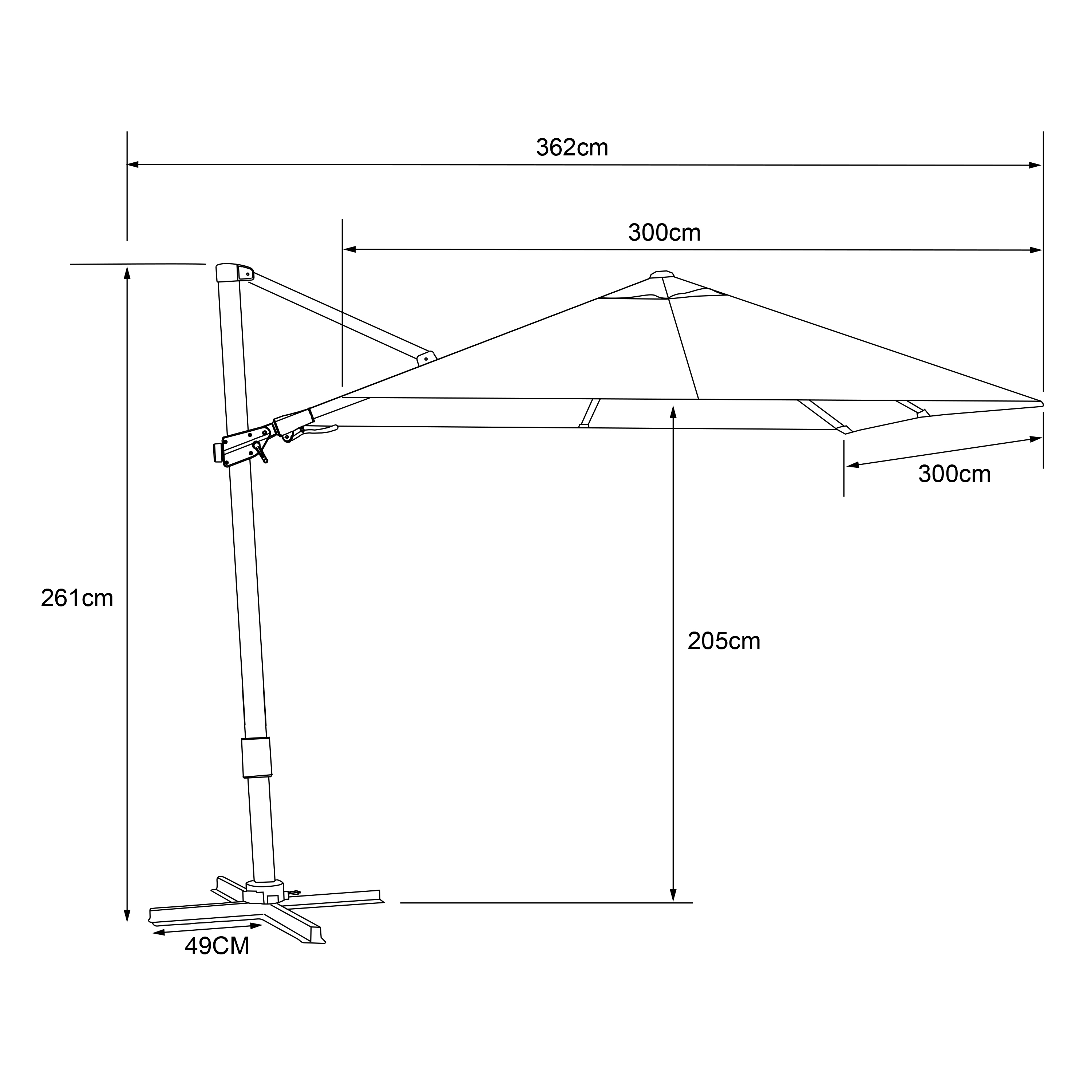 AXI Alina Cantilever Parasol 300x300cm Anthracite/Beige