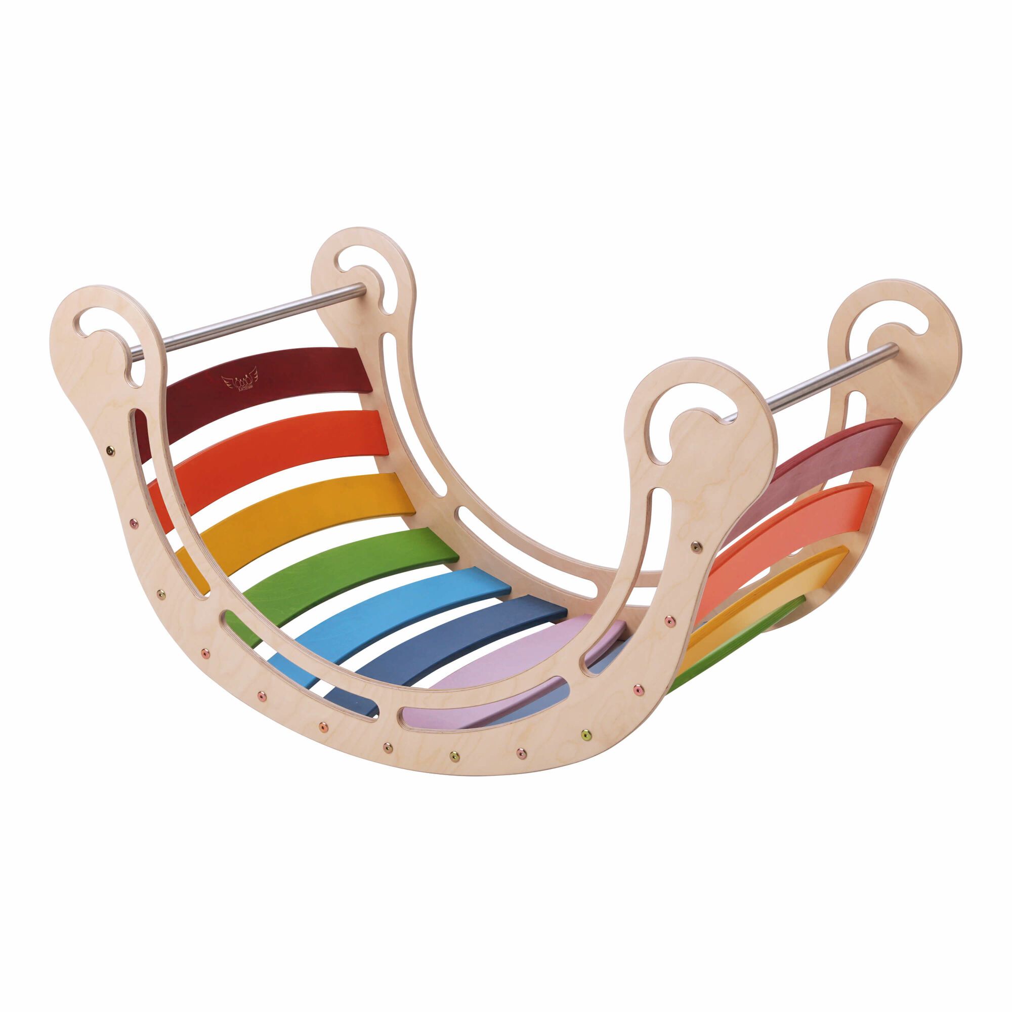 KateHaa Wooden XXL Rocker with Climbing Wall - Rainbow