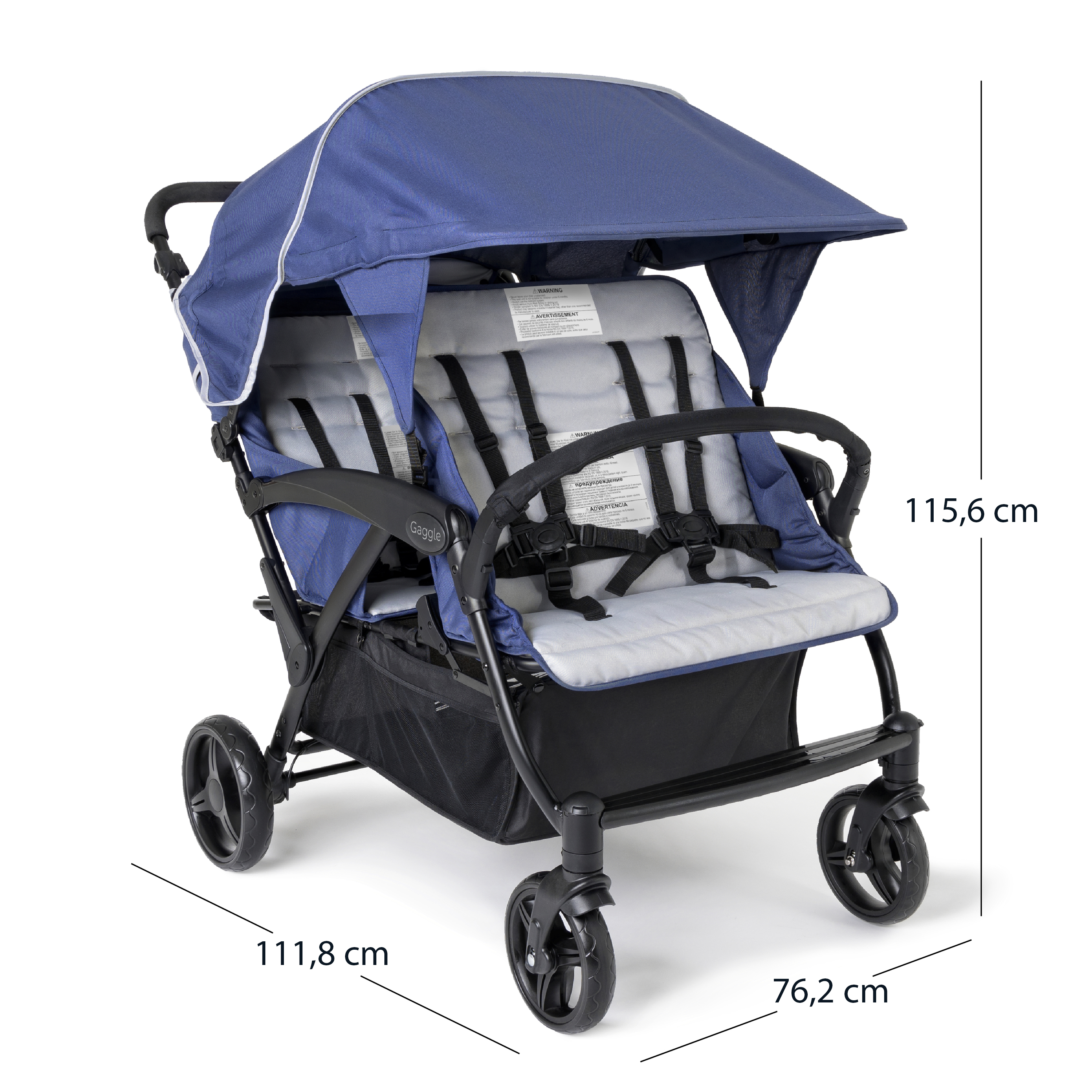 Gaggle Odyssey 4x4 Quad Stroller for 4 Children - Blue/Black