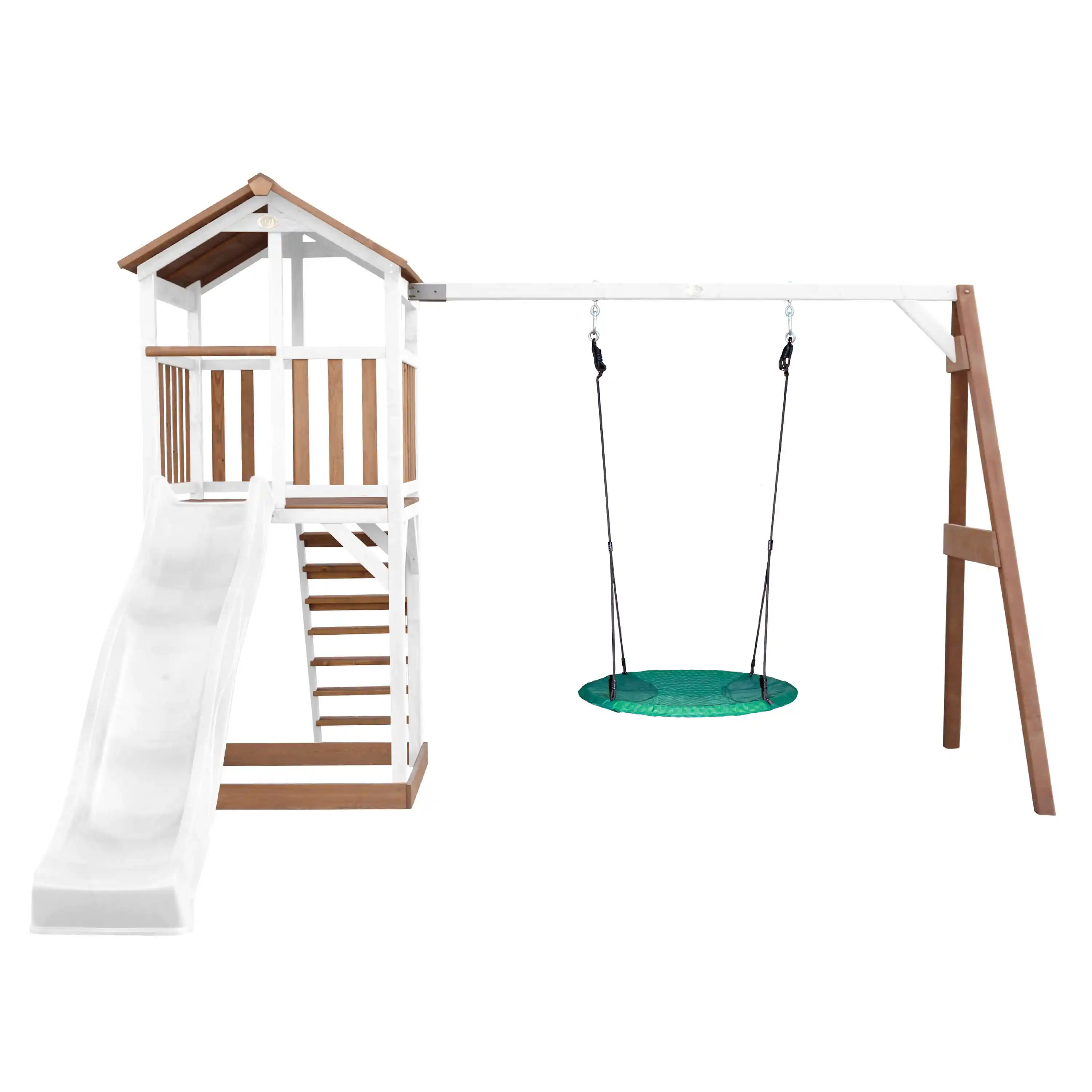 AXI Beach Tower with Summer Nest Swing Set Brown/White - White Slide