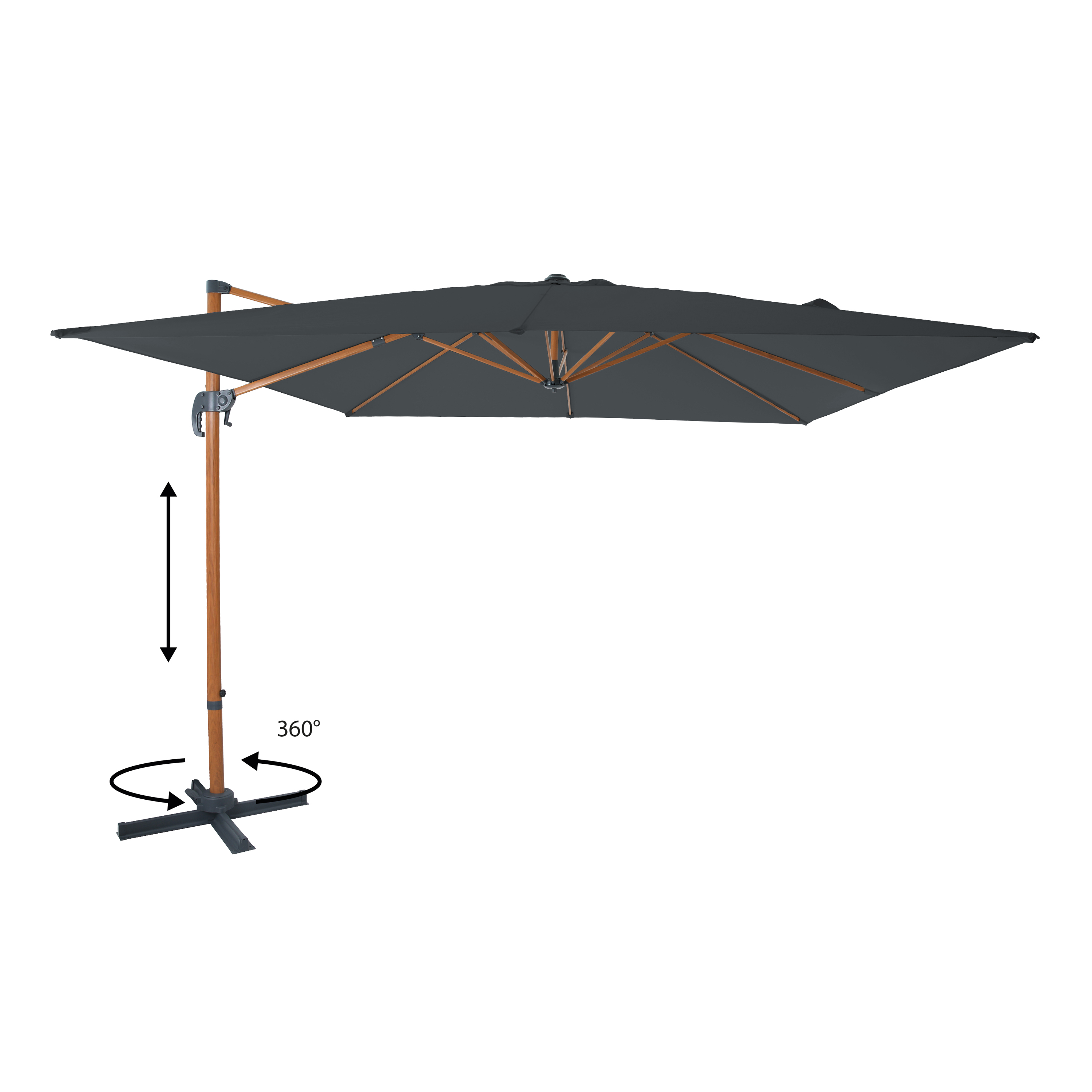 AXI Nima Cantilever Parasol 300x300 cm - Wood-look/Grey